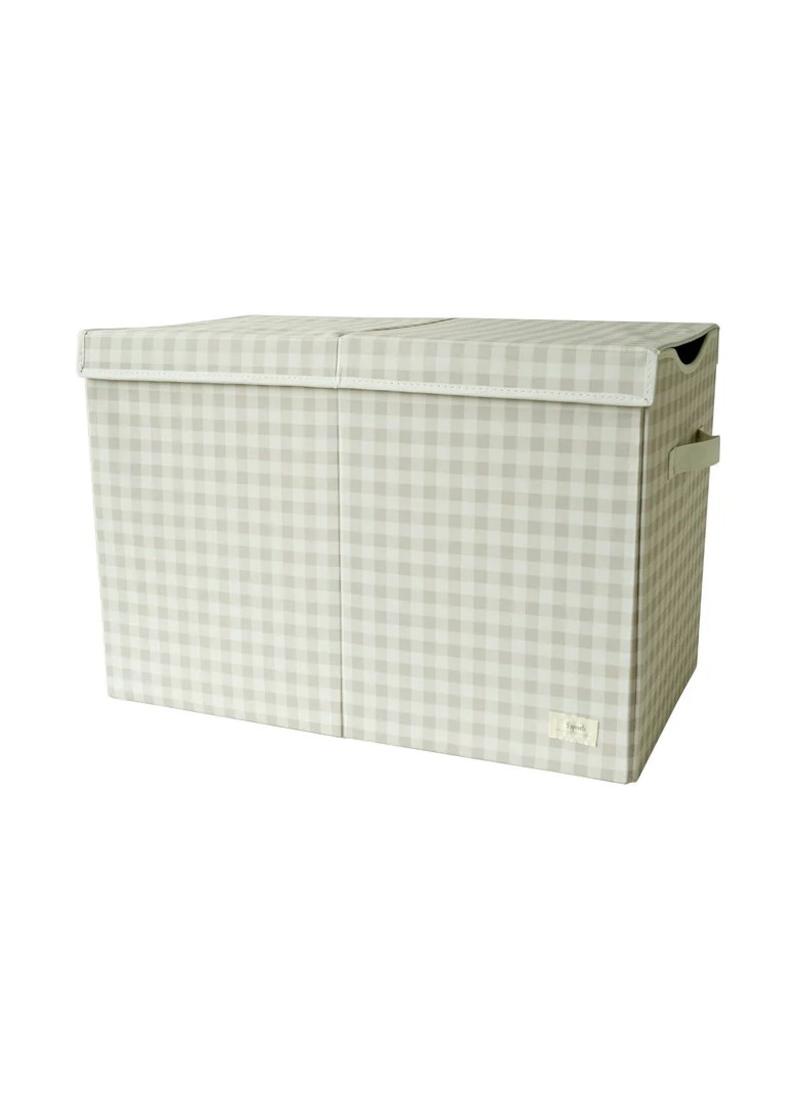 STRORAGE BOX WITH LID GINGHAM BEIGE