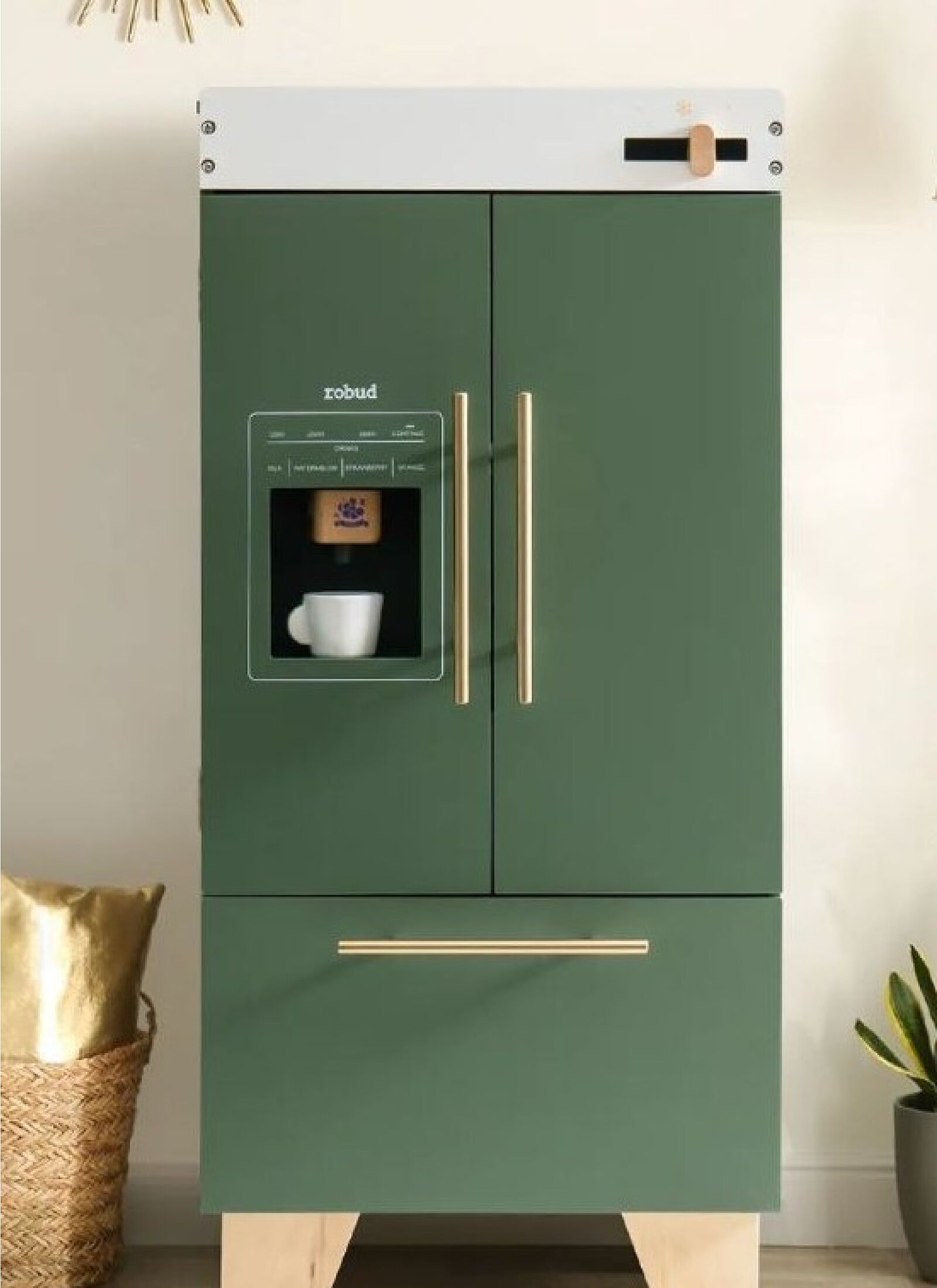 WOODEN FRIGE VINTAGE GREEN