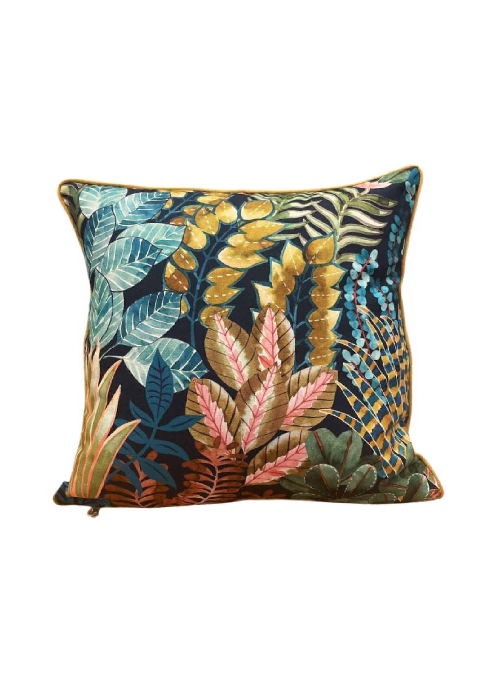 DECORATIVE CUSHION (50X50) LEAVES PETROL