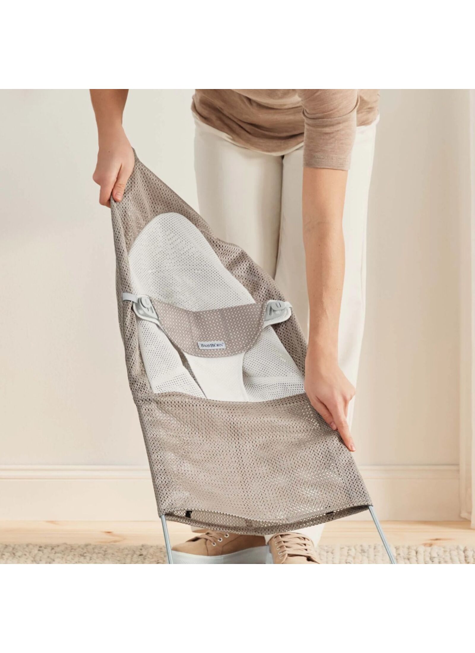 BABY BOUNCER BALANCE SOFT MESH SILVER/WHITE