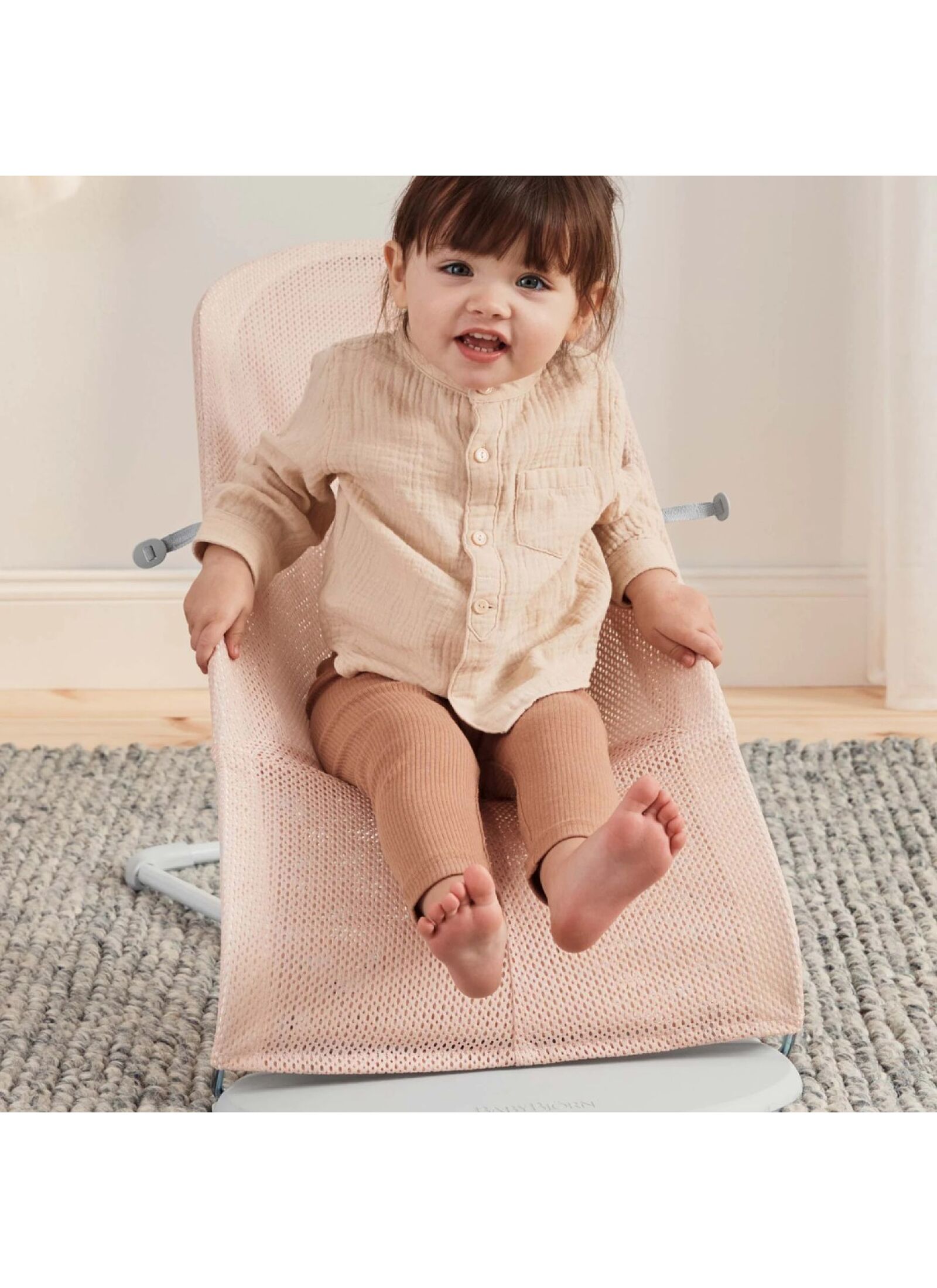 BABY BOUNCER BALANCE SOFT MESH PEARLY PINK/WHITE