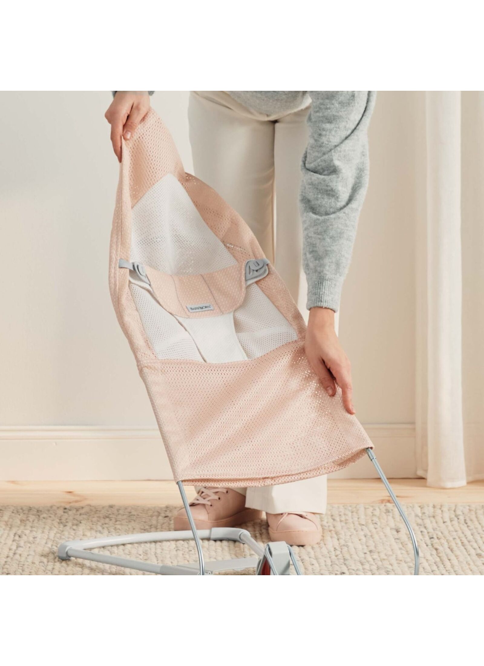 BABY BOUNCER BALANCE SOFT MESH PEARLY PINK/WHITE