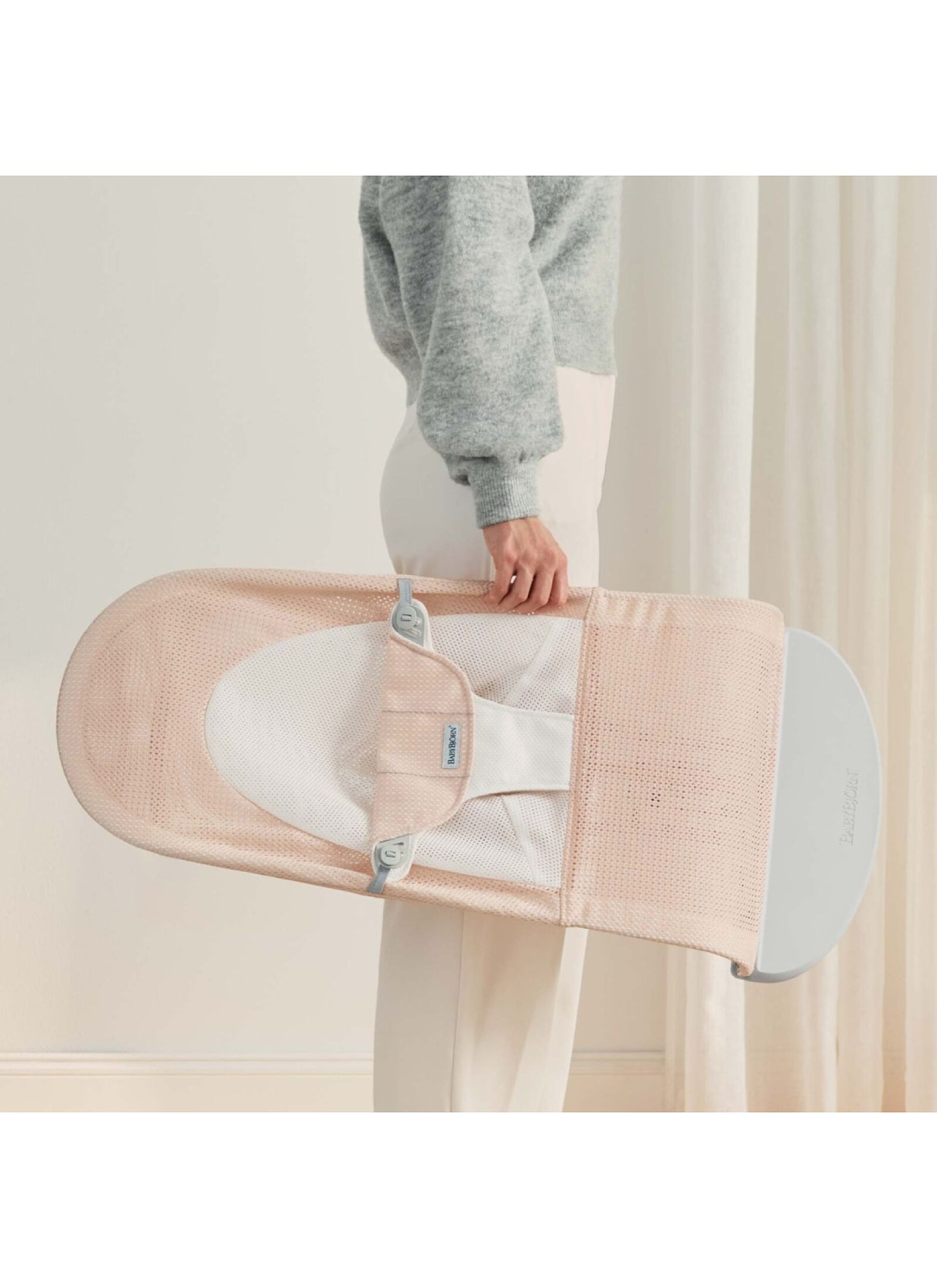 BABY BOUNCER BALANCE SOFT MESH PEARLY PINK/WHITE