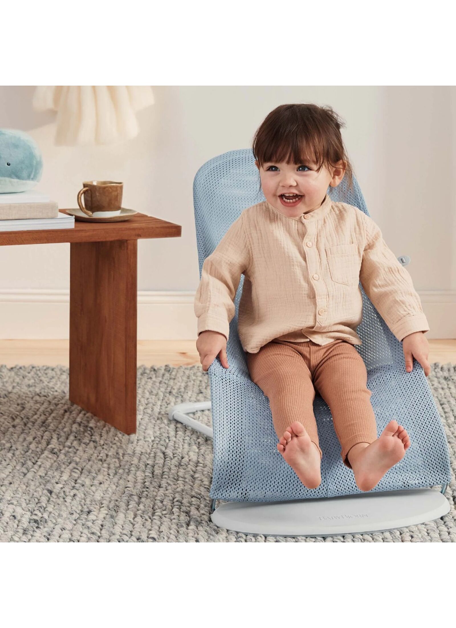 BABY BOUNCER BALANCE SOFT MESH SKY BLUE/WHITE