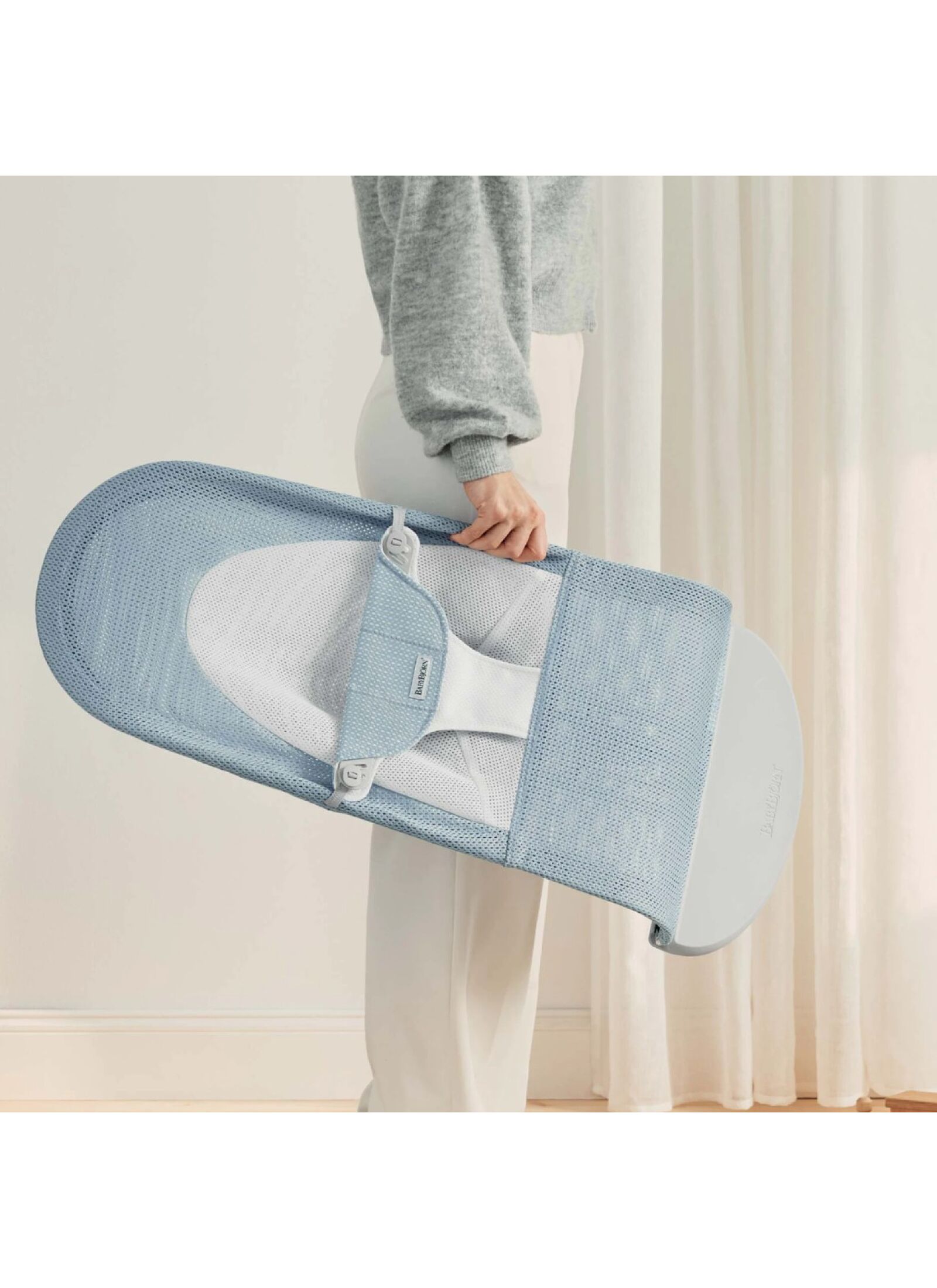 BABY BOUNCER BALANCE SOFT MESH SKY BLUE/WHITE