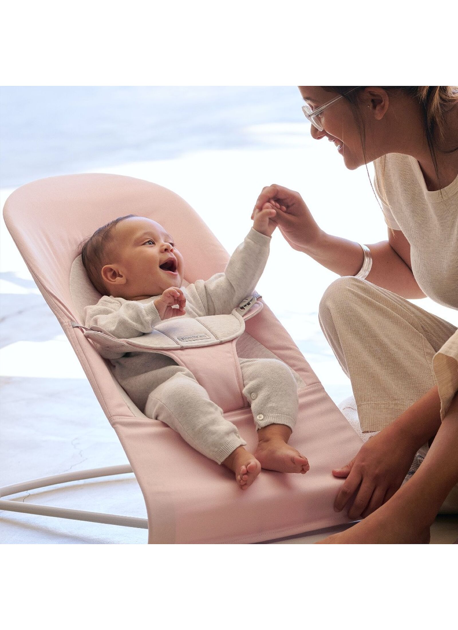 BABY BOUNCER BALANCE SOFT LIGHT PINK/GREY