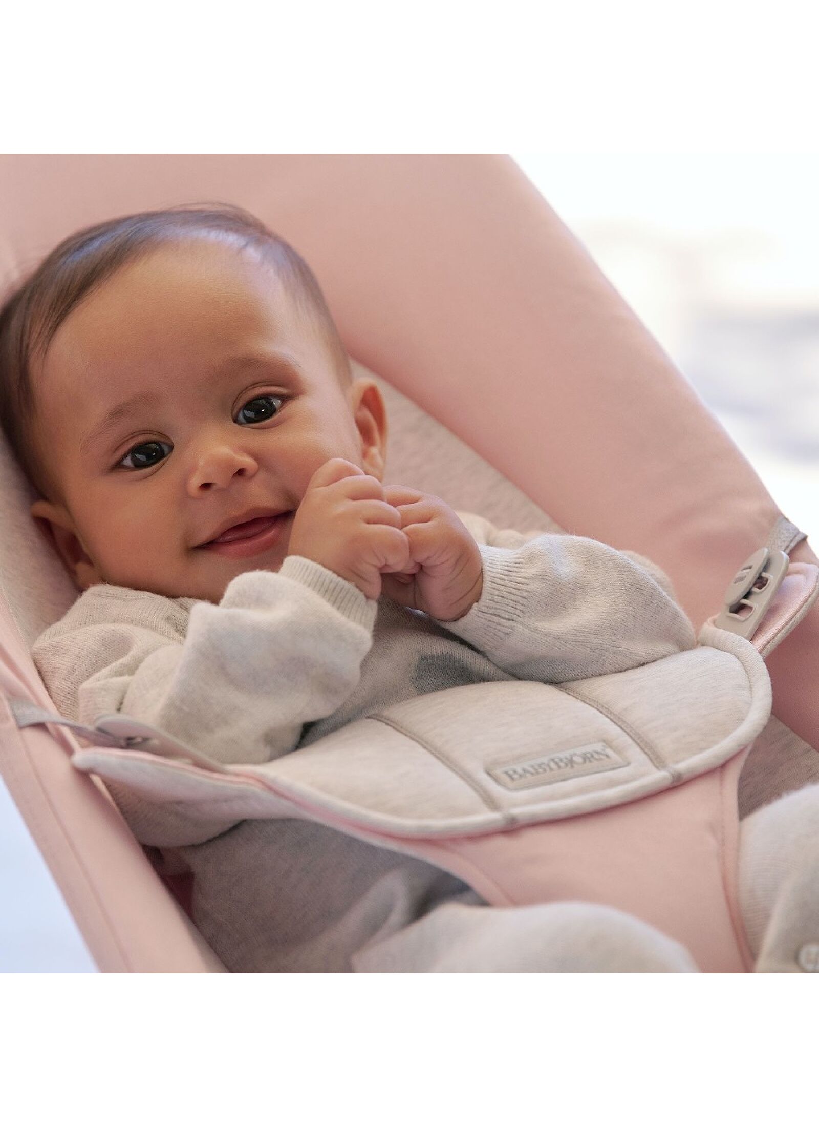 BABY BOUNCER BALANCE SOFT LIGHT PINK/GREY