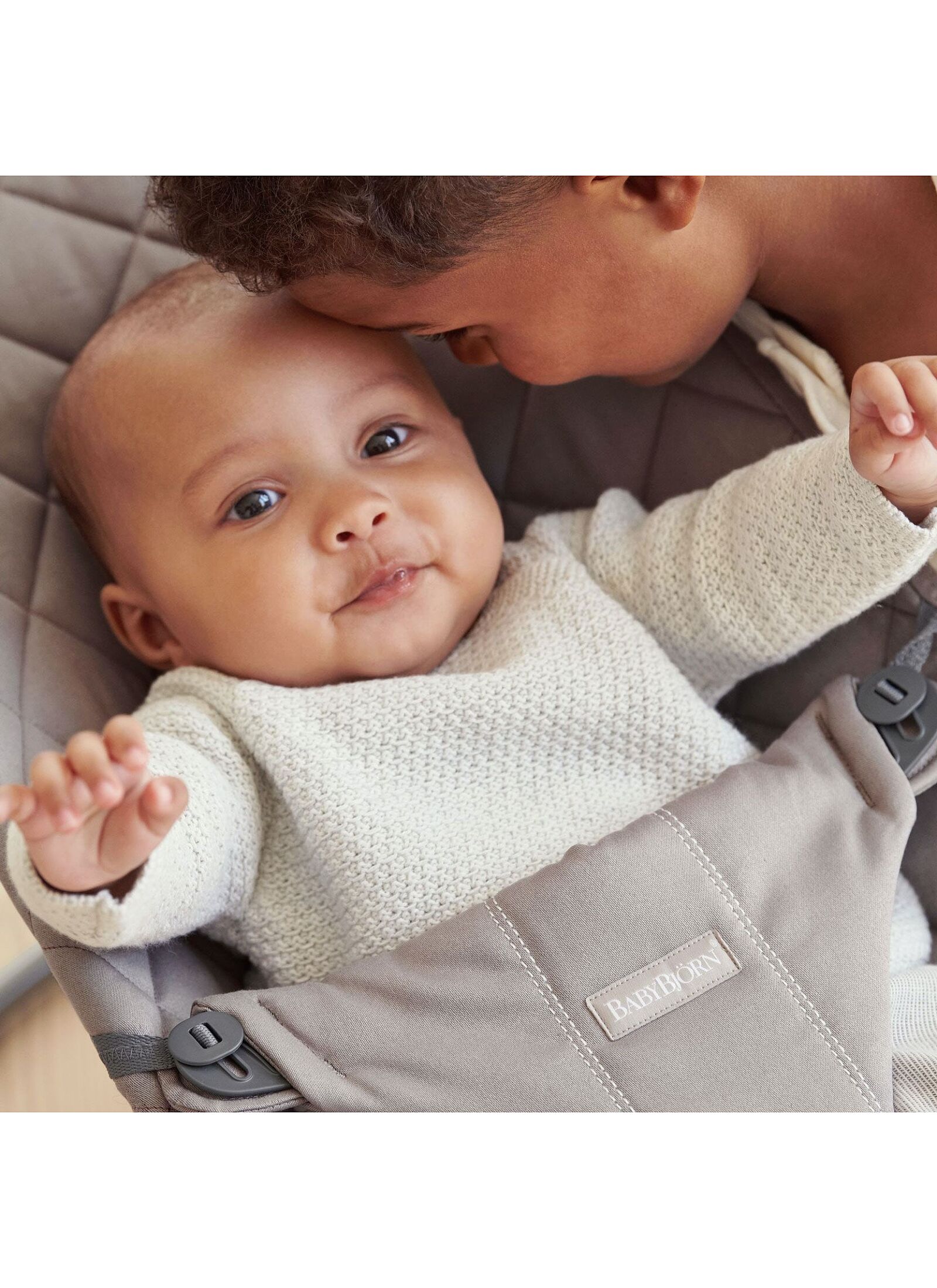 BABY BOUNCER BLISS COTTON SAND GREY
