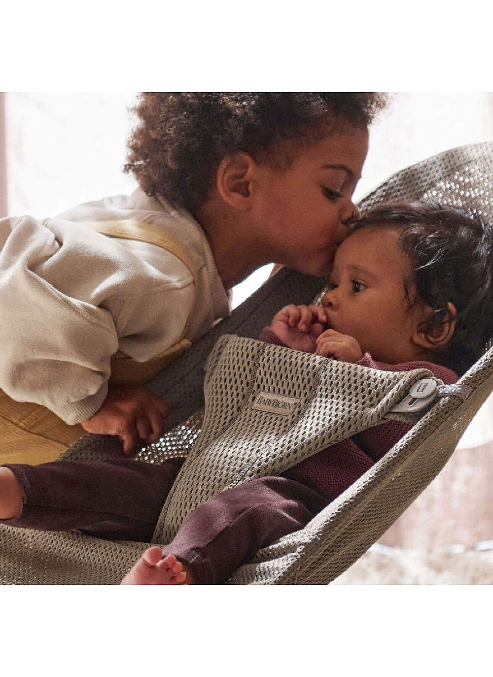 BABY BOUNCER BLISS MESH BEIGE GREY
