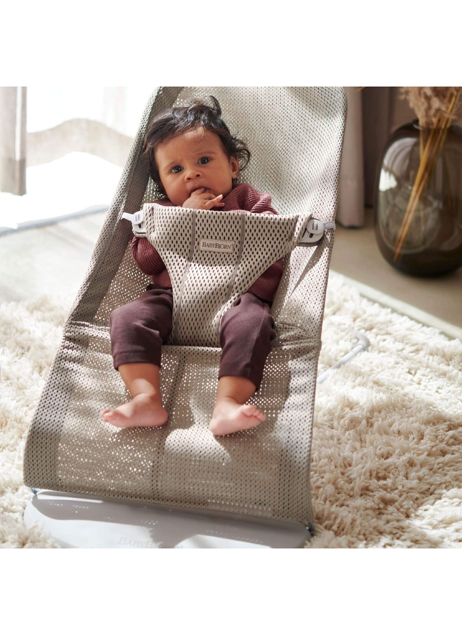 BABY BOUNCER BLISS MESH BEIGE GREY
