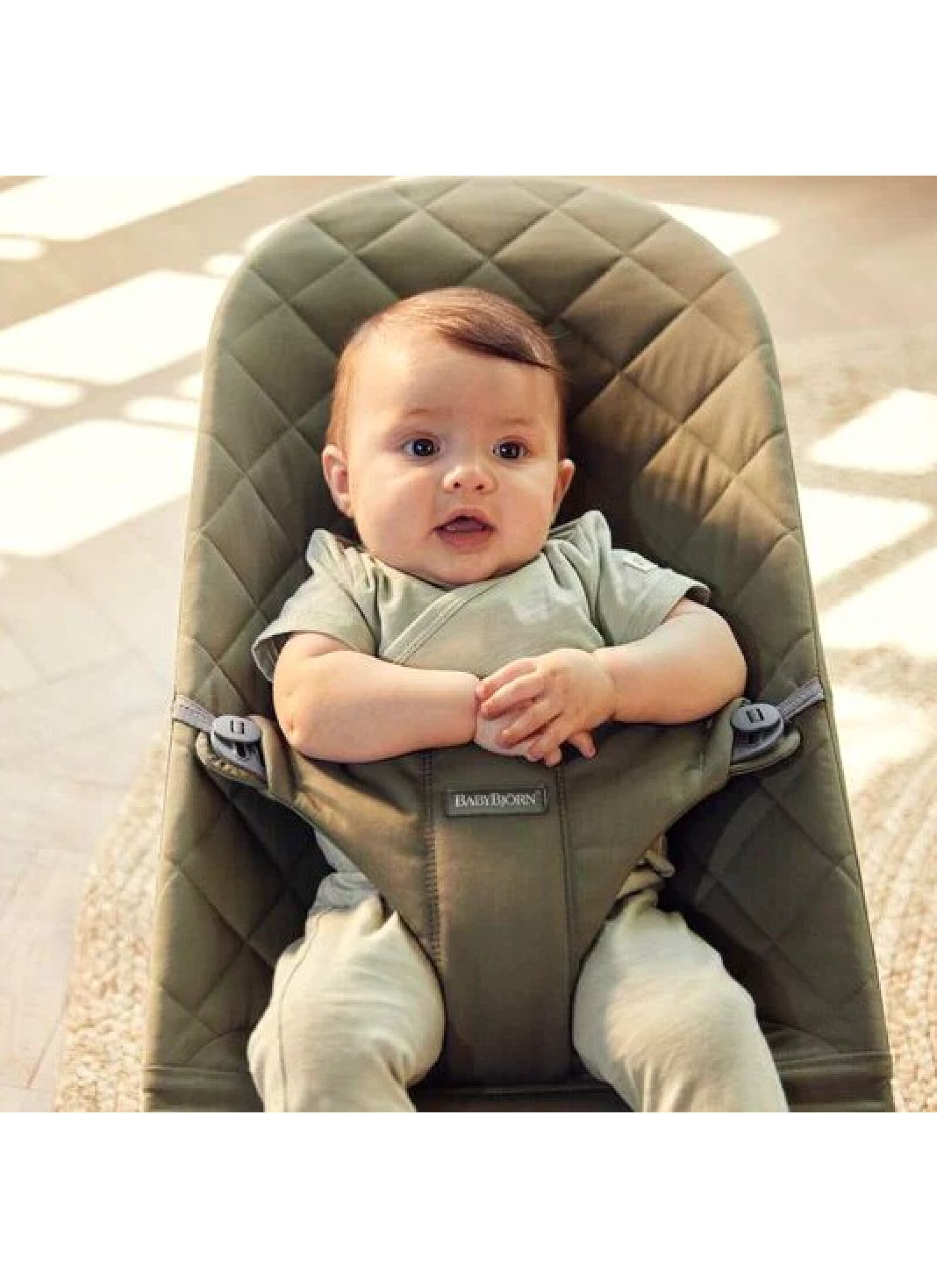 BABY BOUNCER BLISS COTTON DARK GREEN