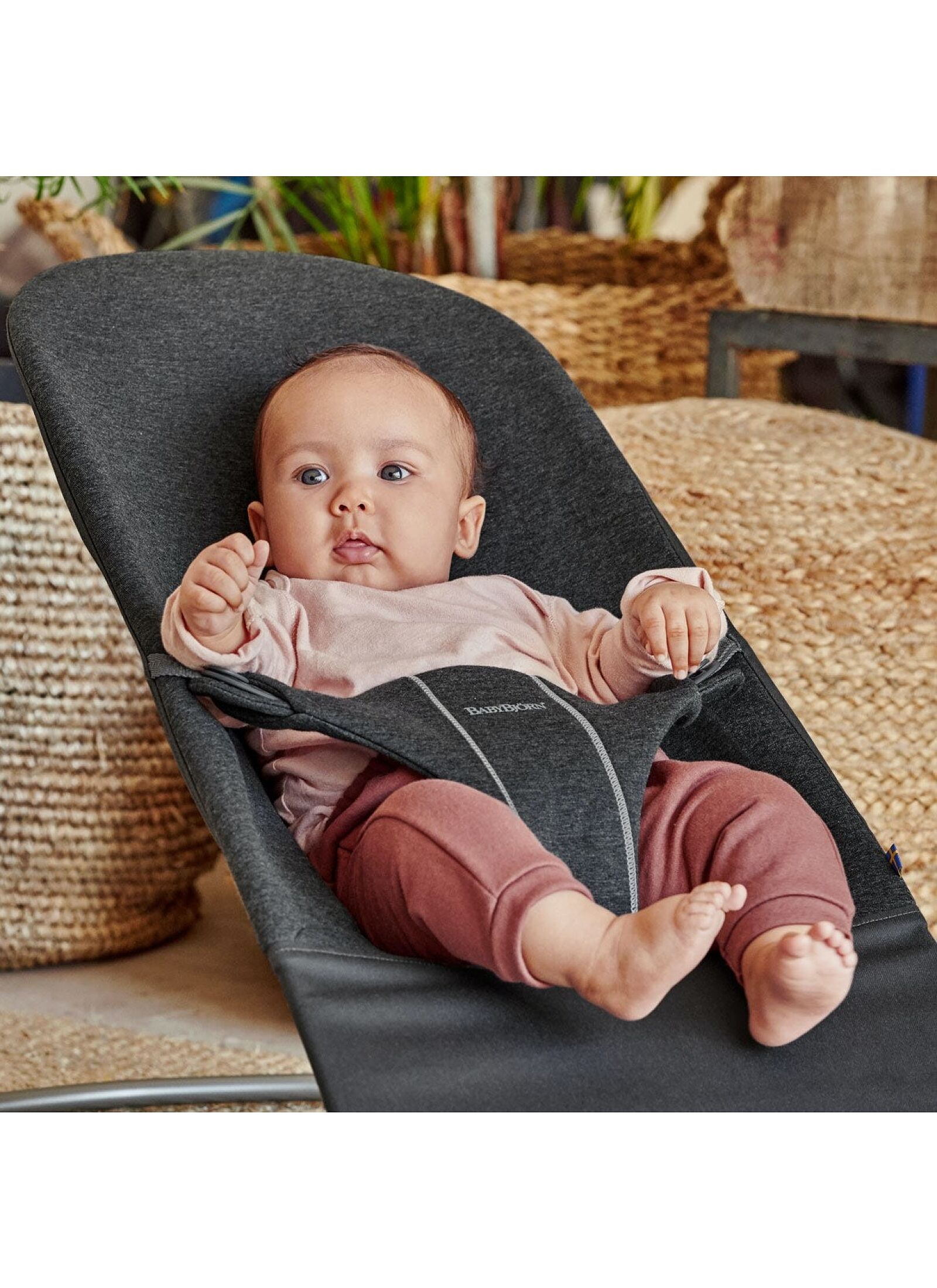 BABY BOUNCER BLISS 3D JERSEY CHARCOAL GREY