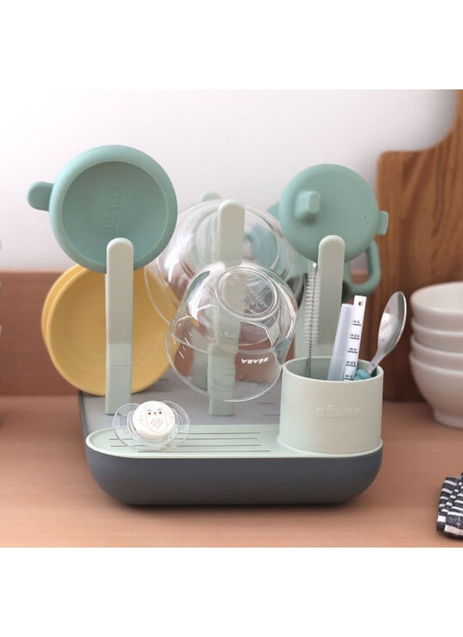 BOTTLE DRAIN RACK AND ACCESSORIES MISTY MINERAL