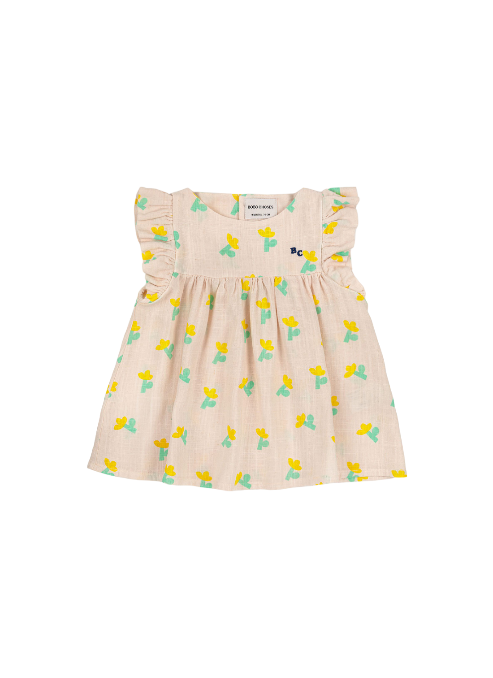DRESS RUFFLE SEA FLOWER ALL OVER