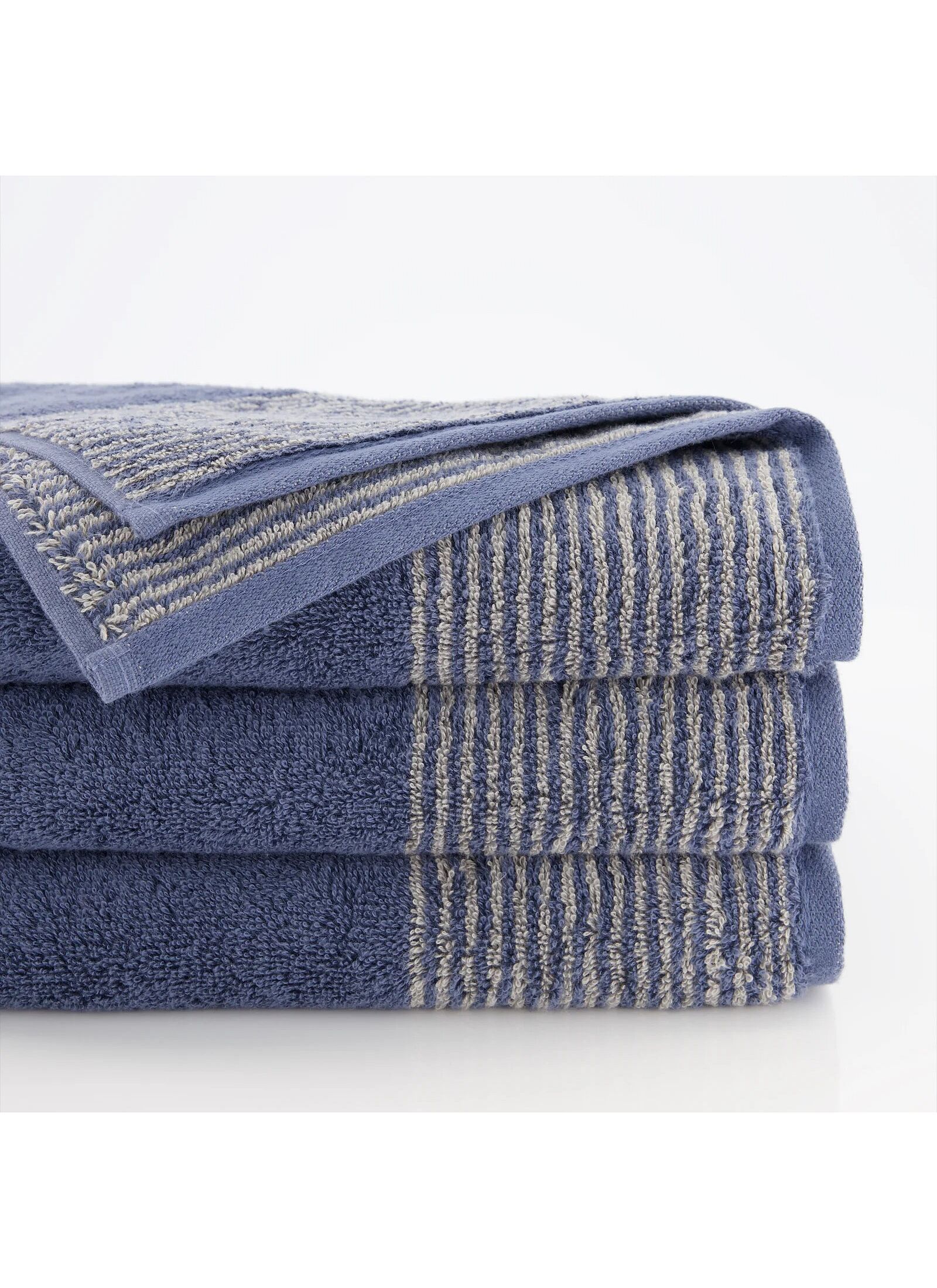 TOWEL SET TWO-TONE NAVY