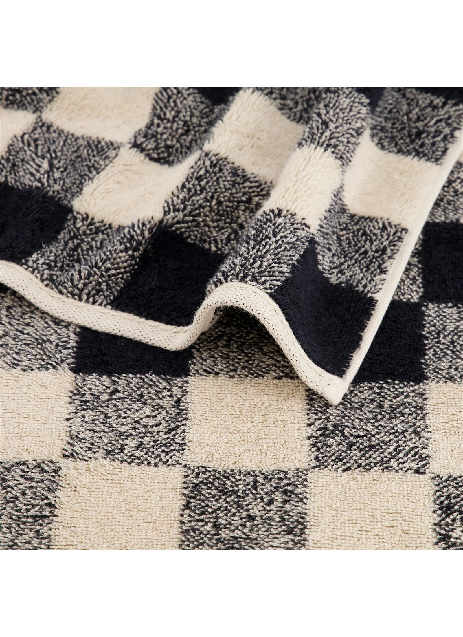 TOWEL SET CHECK BLACK