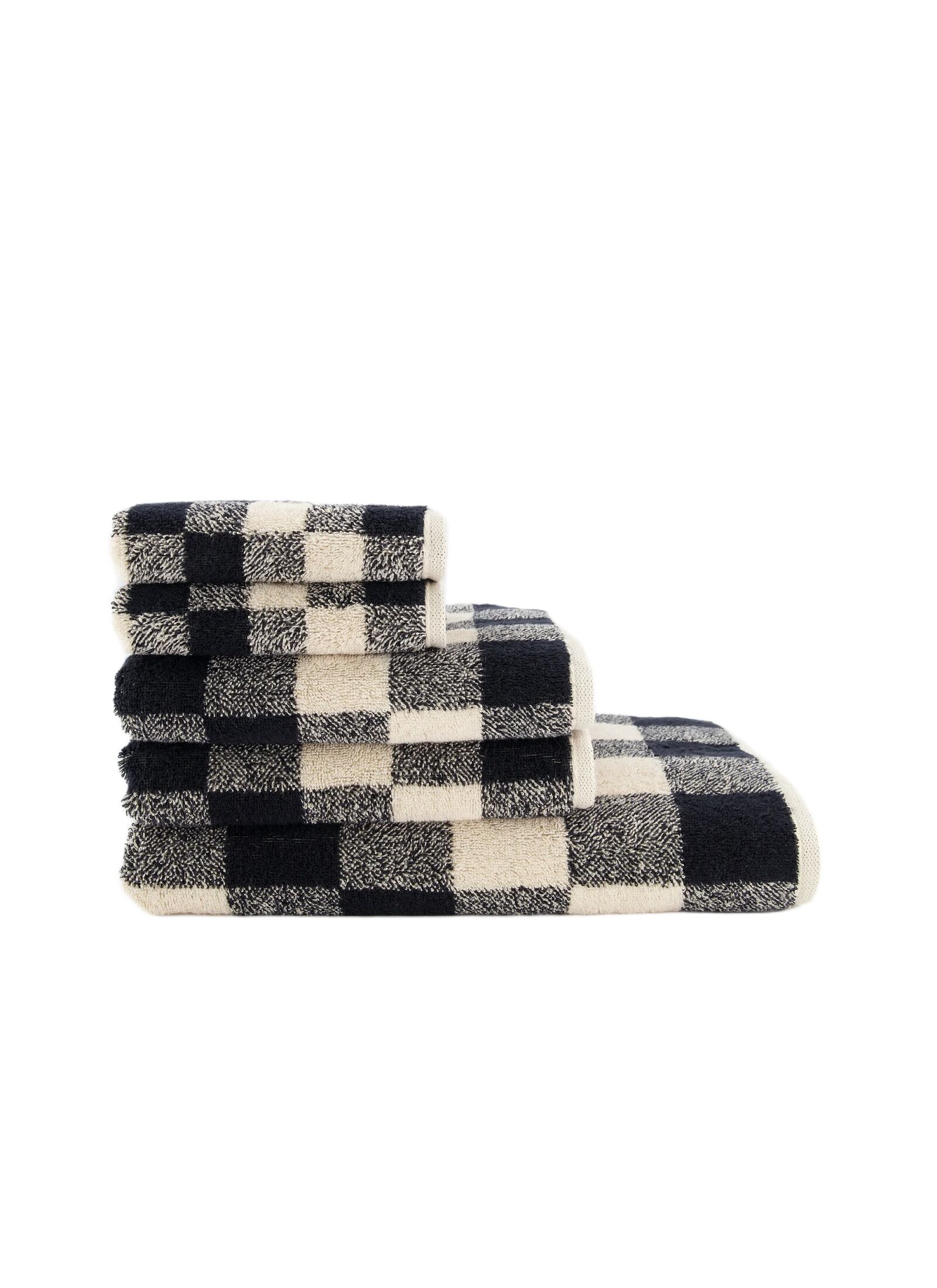 TOWEL SET CHECK BLACK