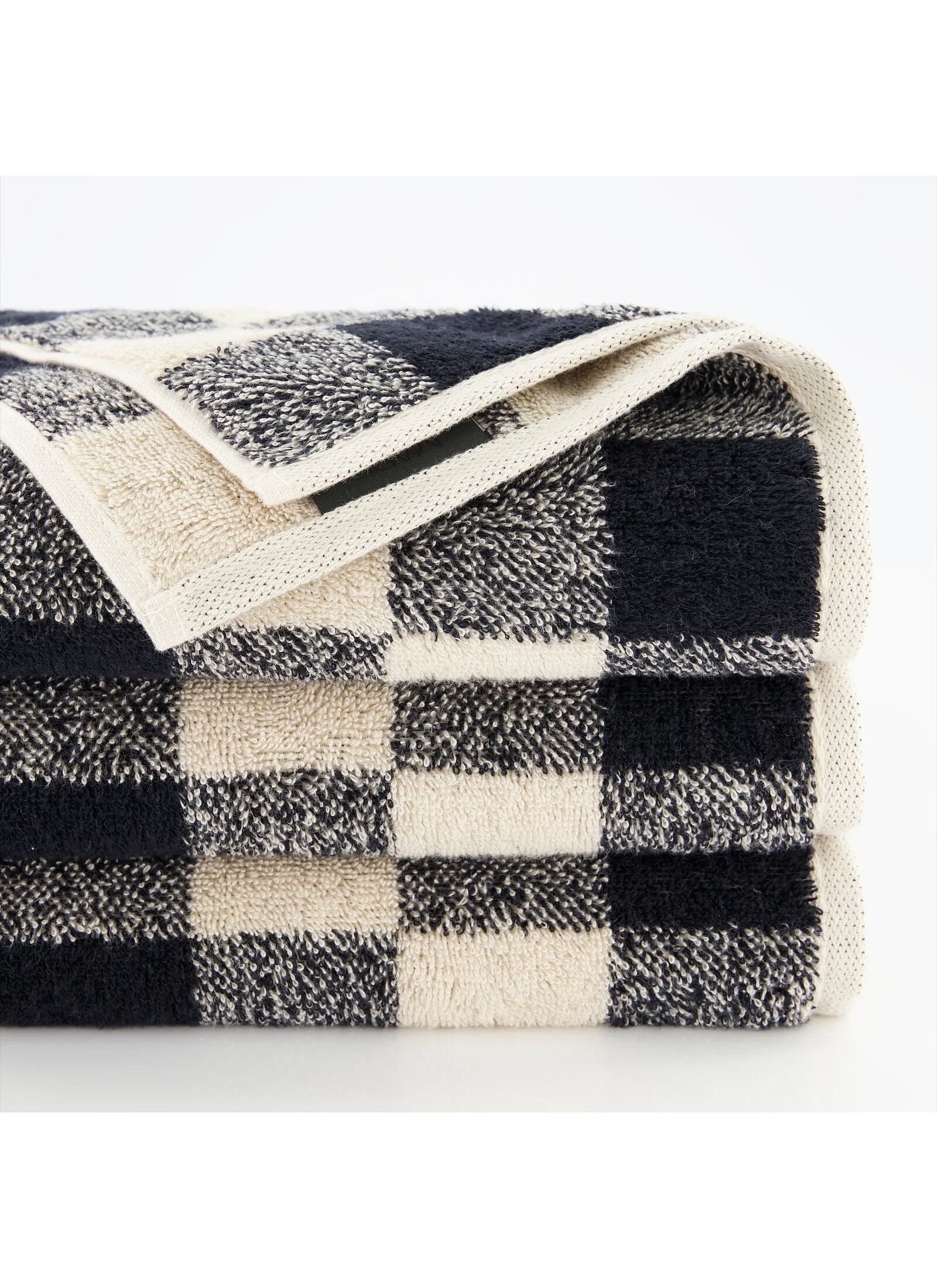TOWEL SET CHECK BLACK