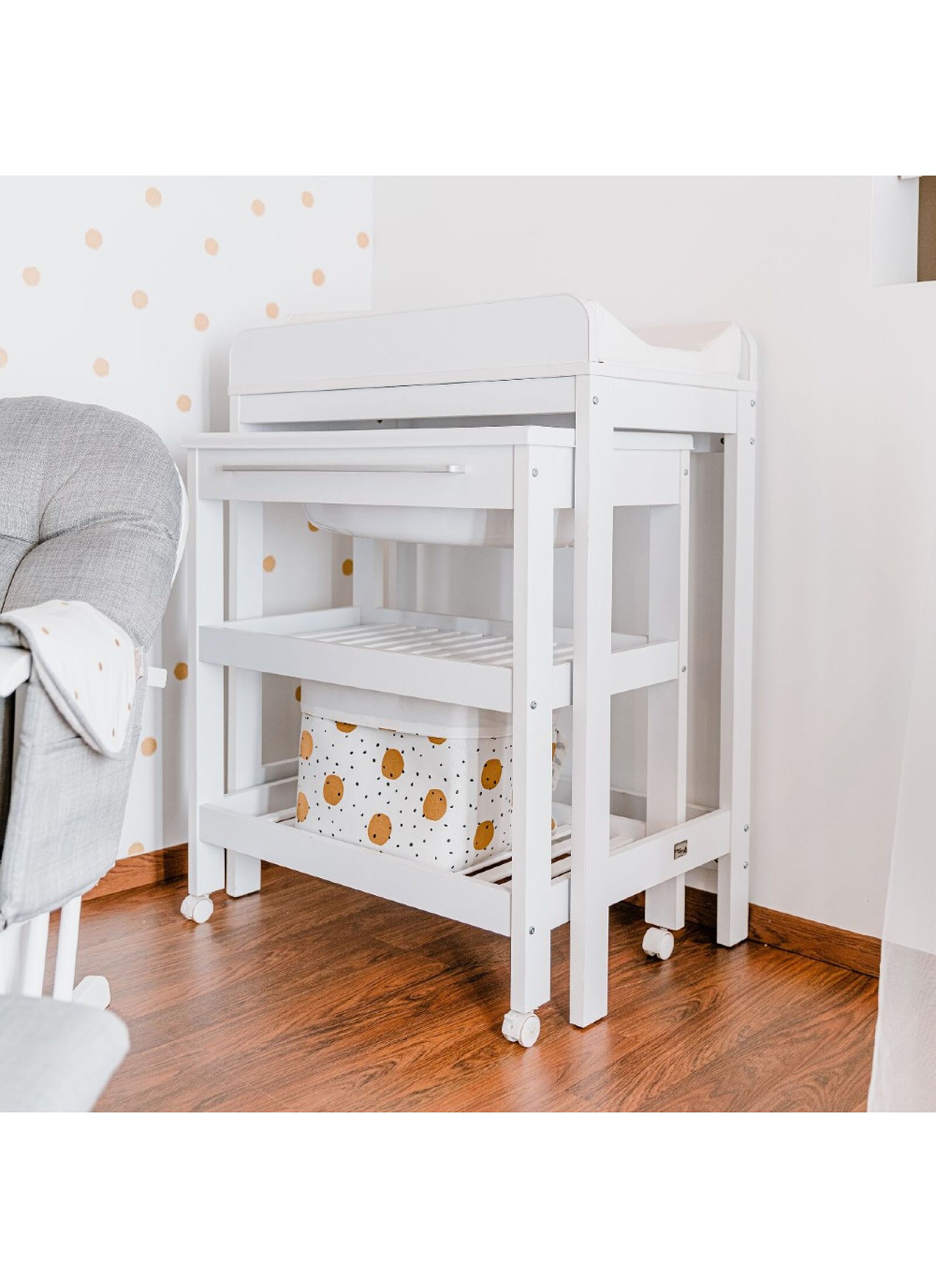 BASKET CANVAS GOLD DOTS