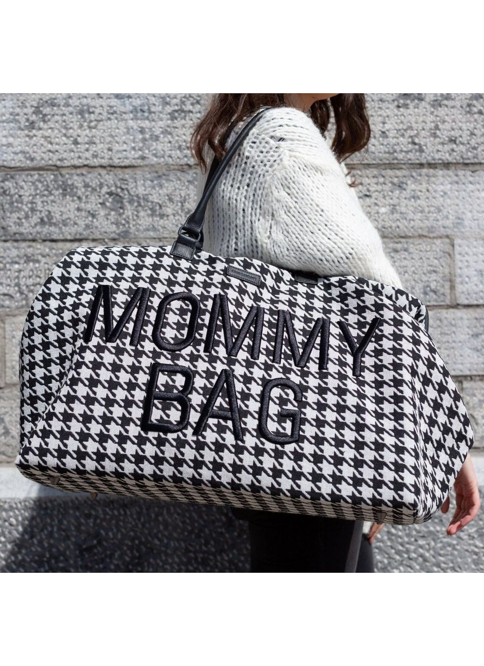 MOMMY BAG PIED DE POULE BLACK