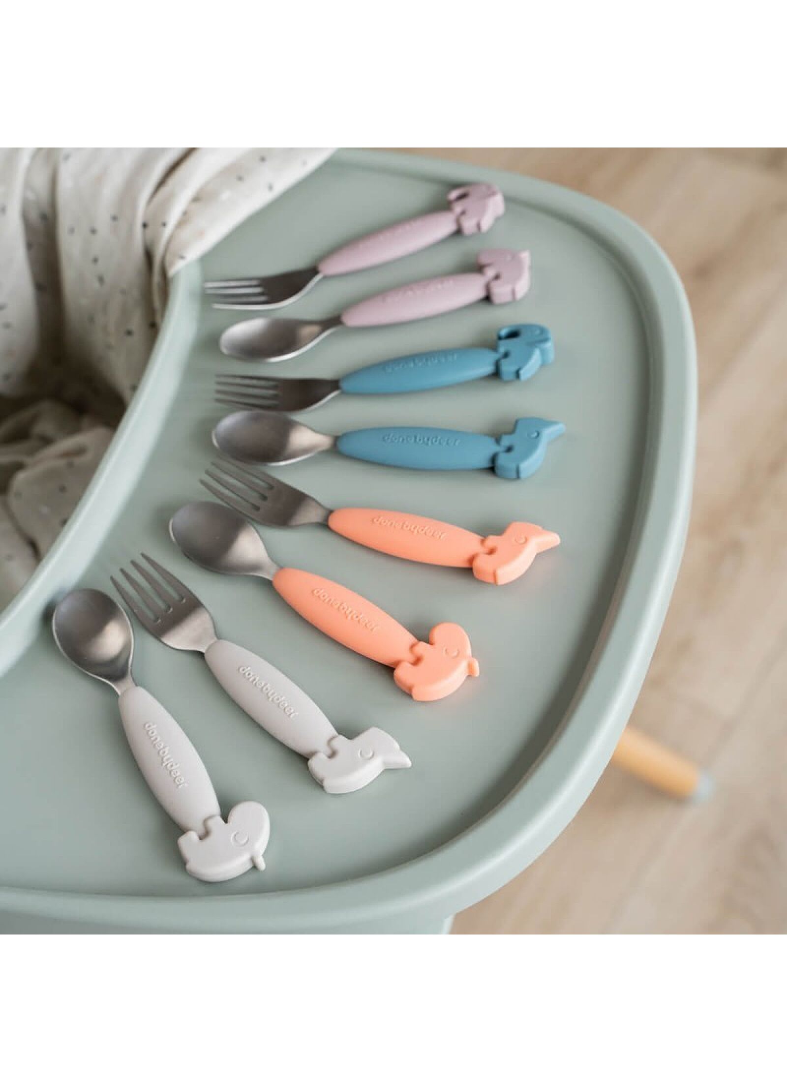 SPOON &AMP; FORK SET (2PCS) DEER FRIENDS BLUE