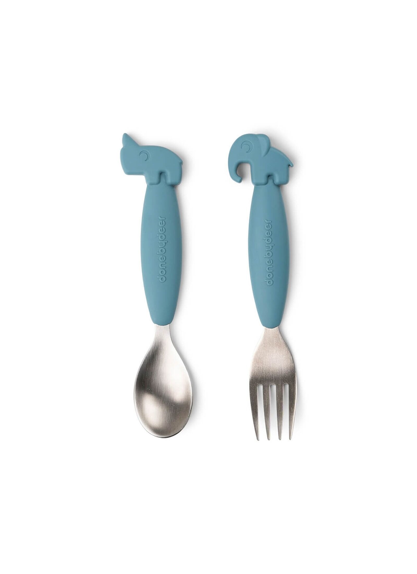 SPOON &AMP; FORK SET (2PCS) DEER FRIENDS BLUE