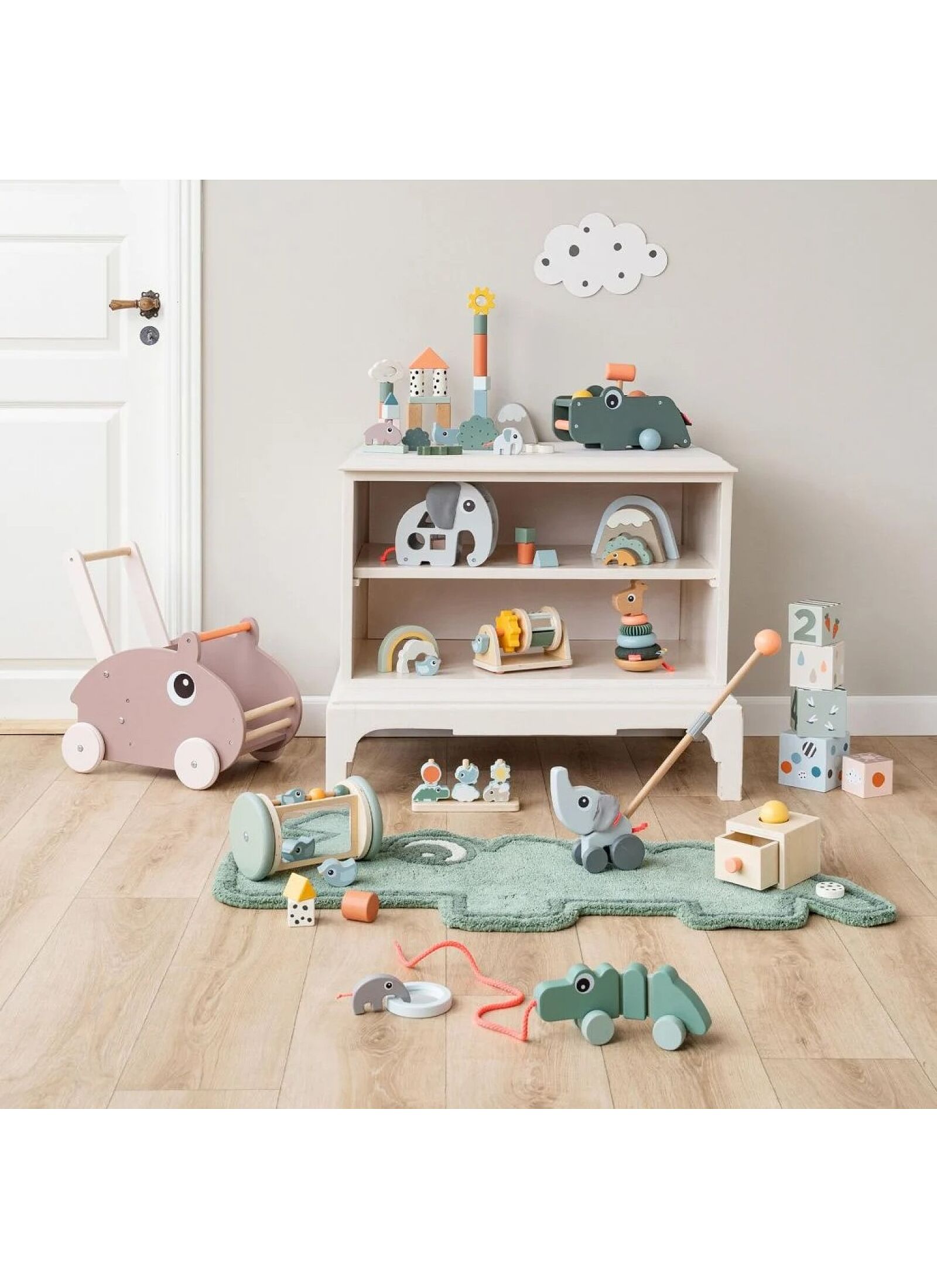 WOODEN ACTIVITY TOY SORTING BOX ELPHEE GREY