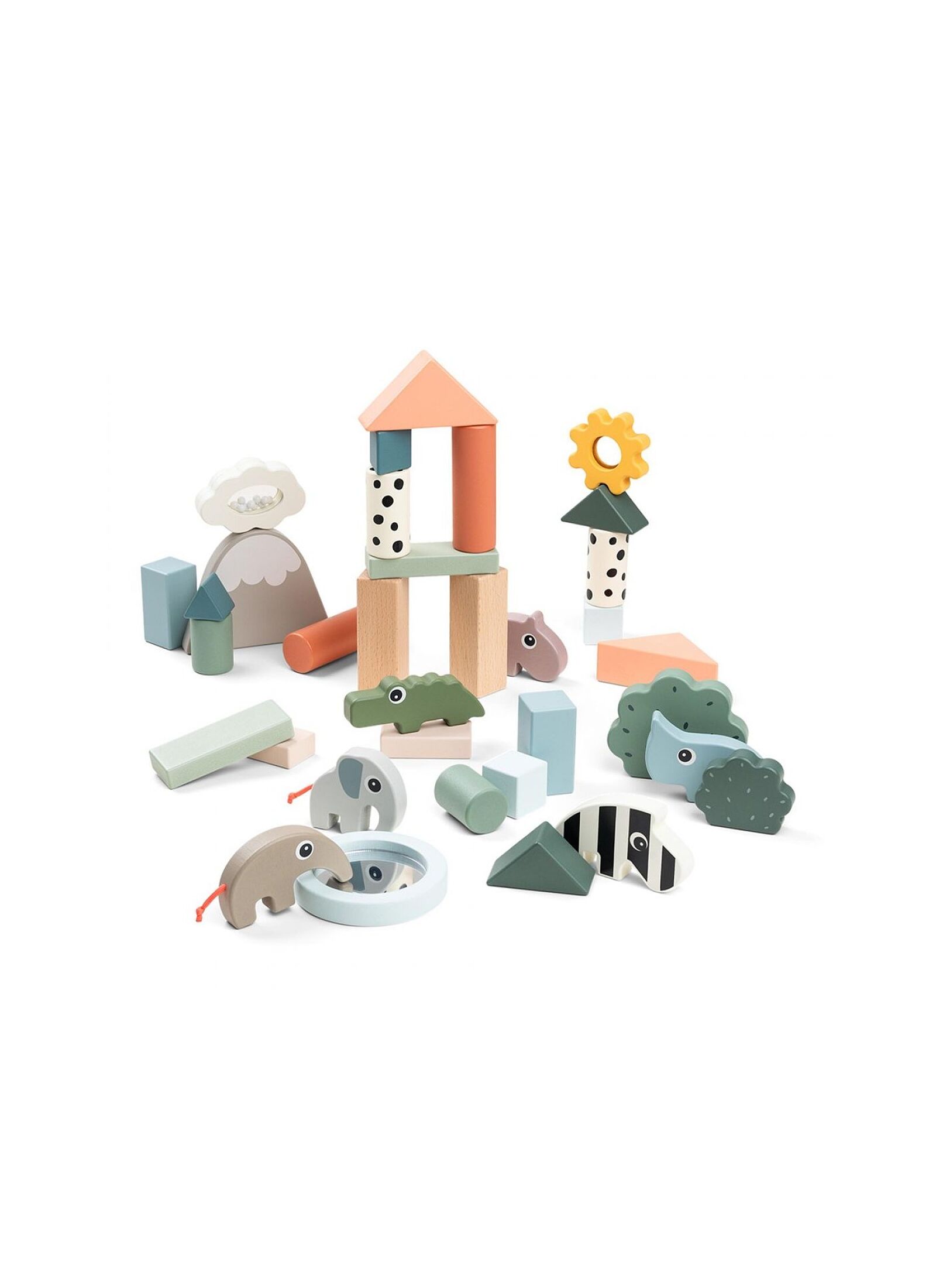 WOODEN ACTIVITY TOY BUILDING BLOCK DEER FRIENDS