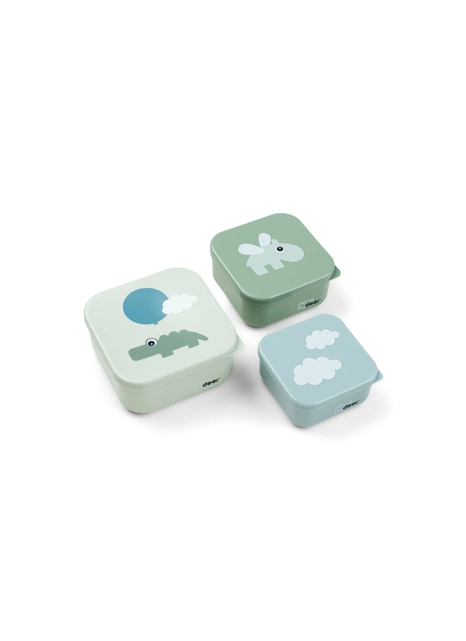 LUNCH BOX (3PCS) HAPPY CLOUDS GREEN
