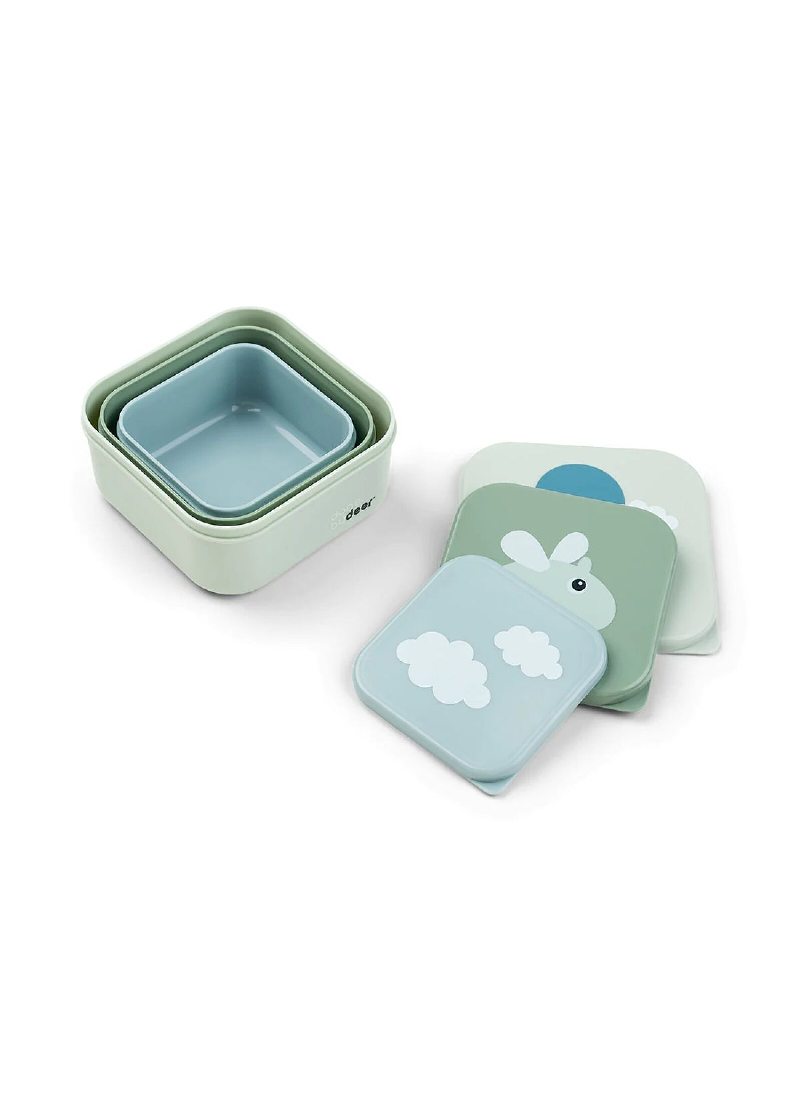 LUNCH BOX (3PCS) HAPPY CLOUDS GREEN