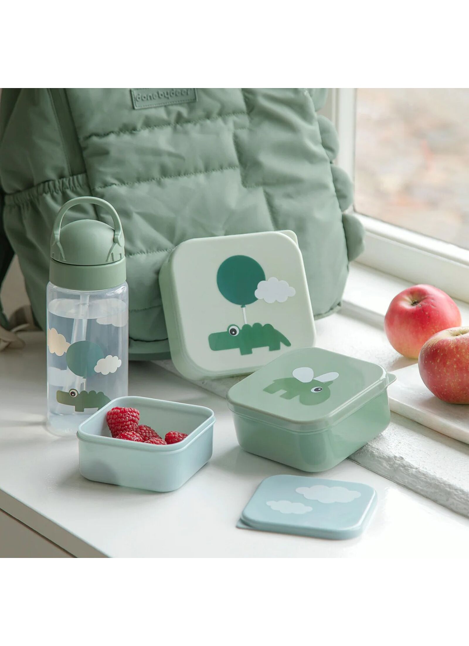 LUNCH BOX (3PCS) HAPPY CLOUDS GREEN