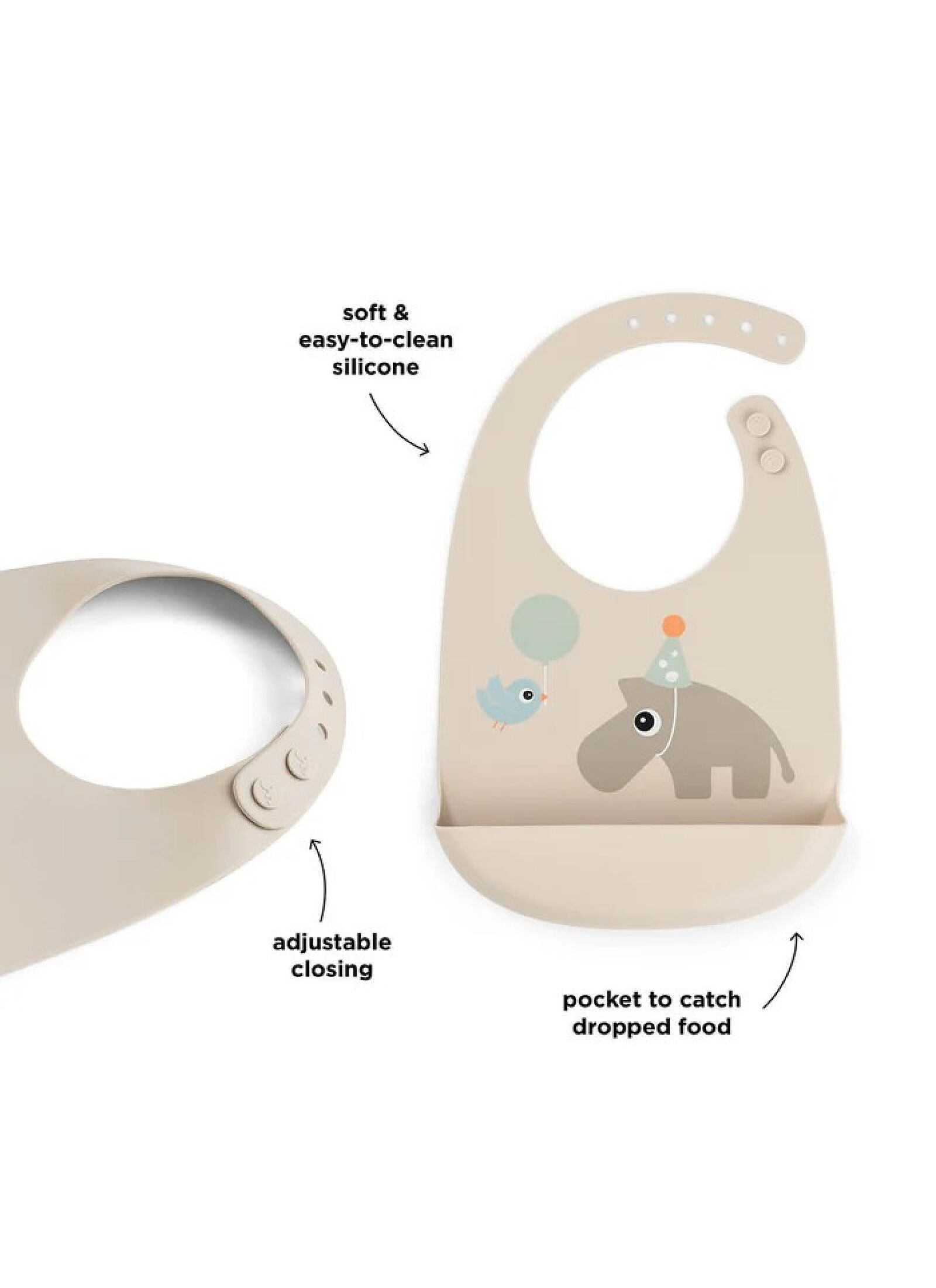 SILICONE BIB CELEBRATION SAND