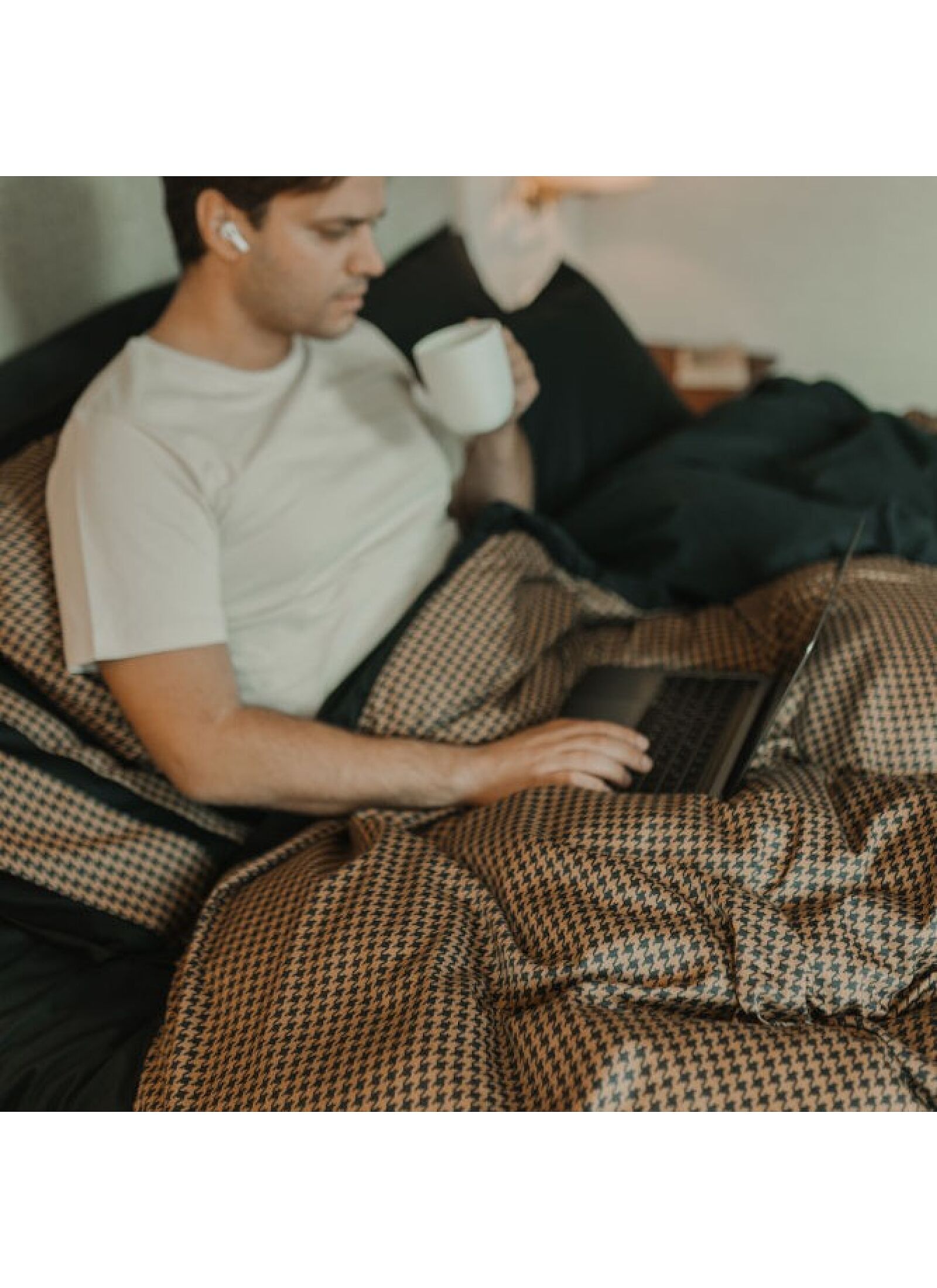 QUEEN SHEET SET PIED DE POULE BLACK (S827)