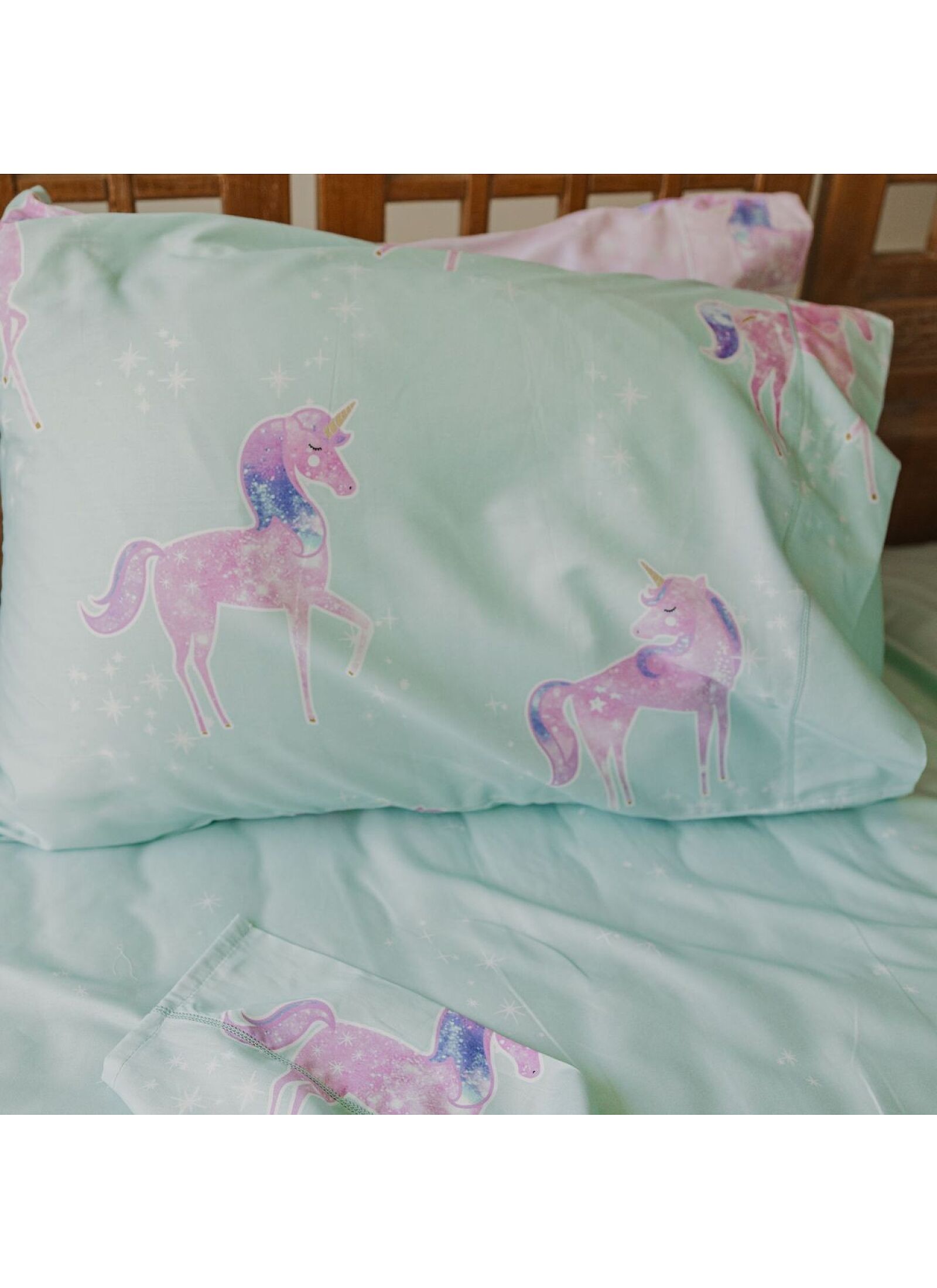 SINGLE SHEET SET UNICORN AQUA (S881)