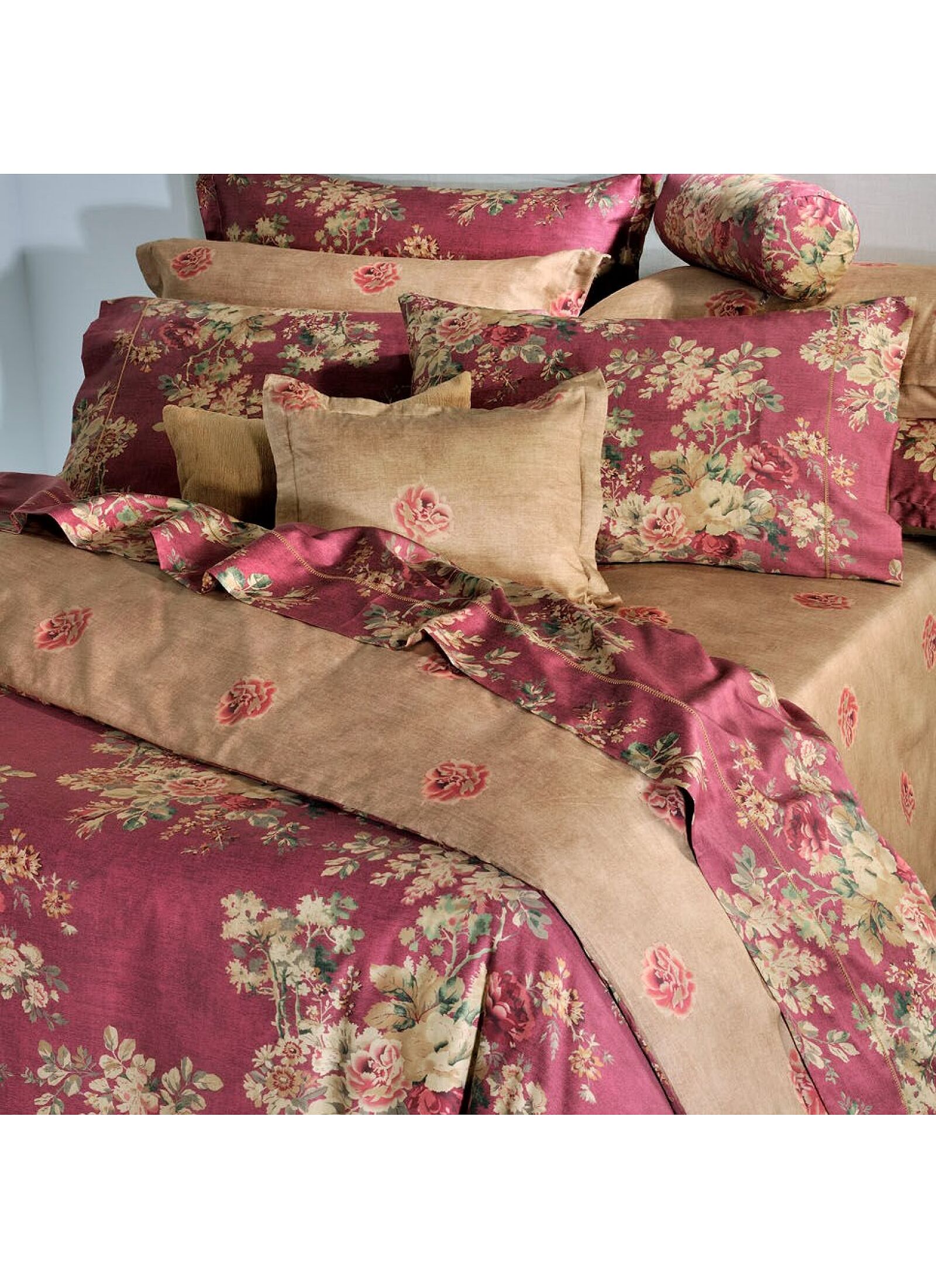 SINGLE DUVET COVER SET ENGLISH FLOWER RED (S886)