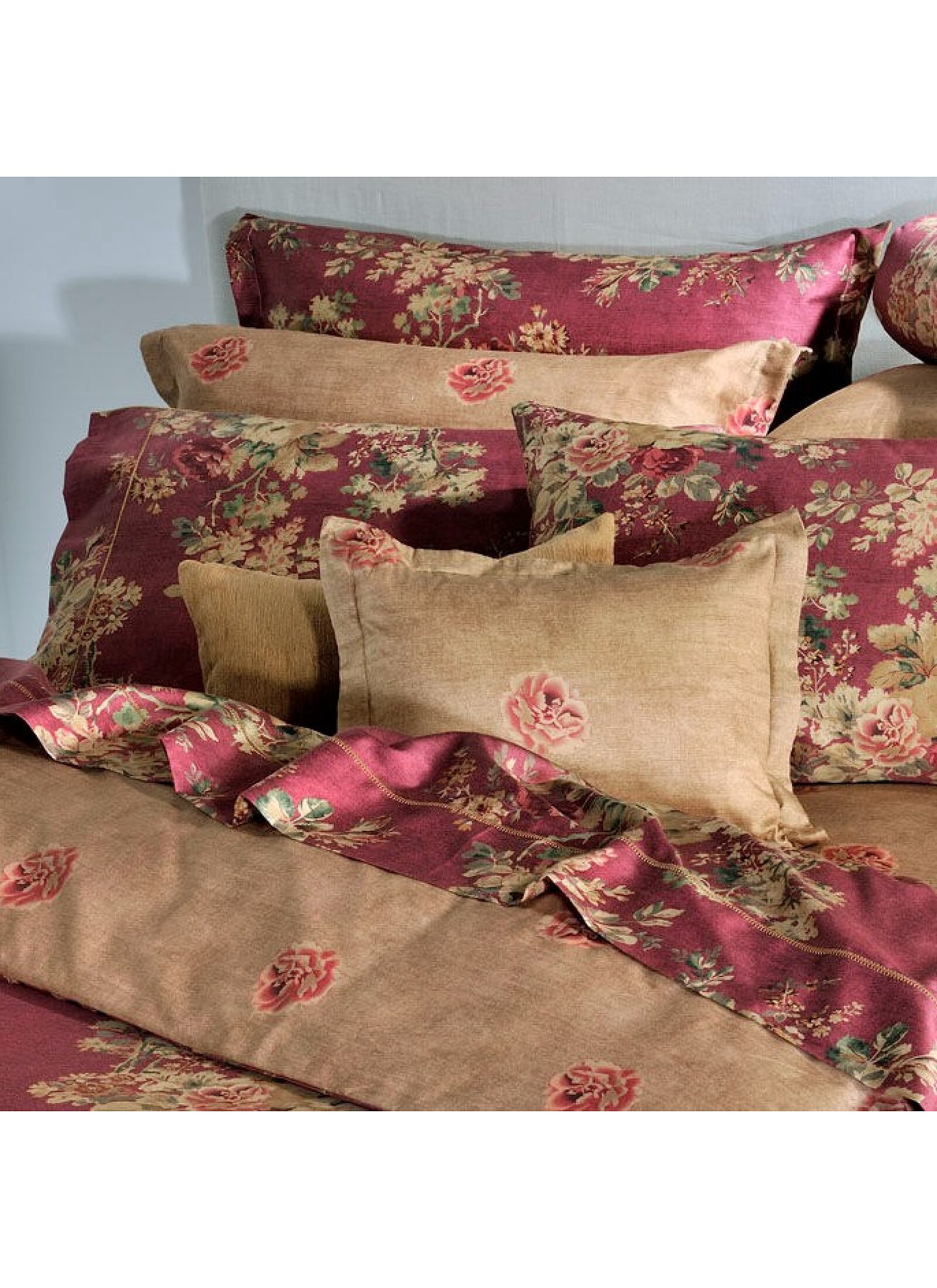 SINGLE DUVET COVER SET ENGLISH FLOWER RED (S886)