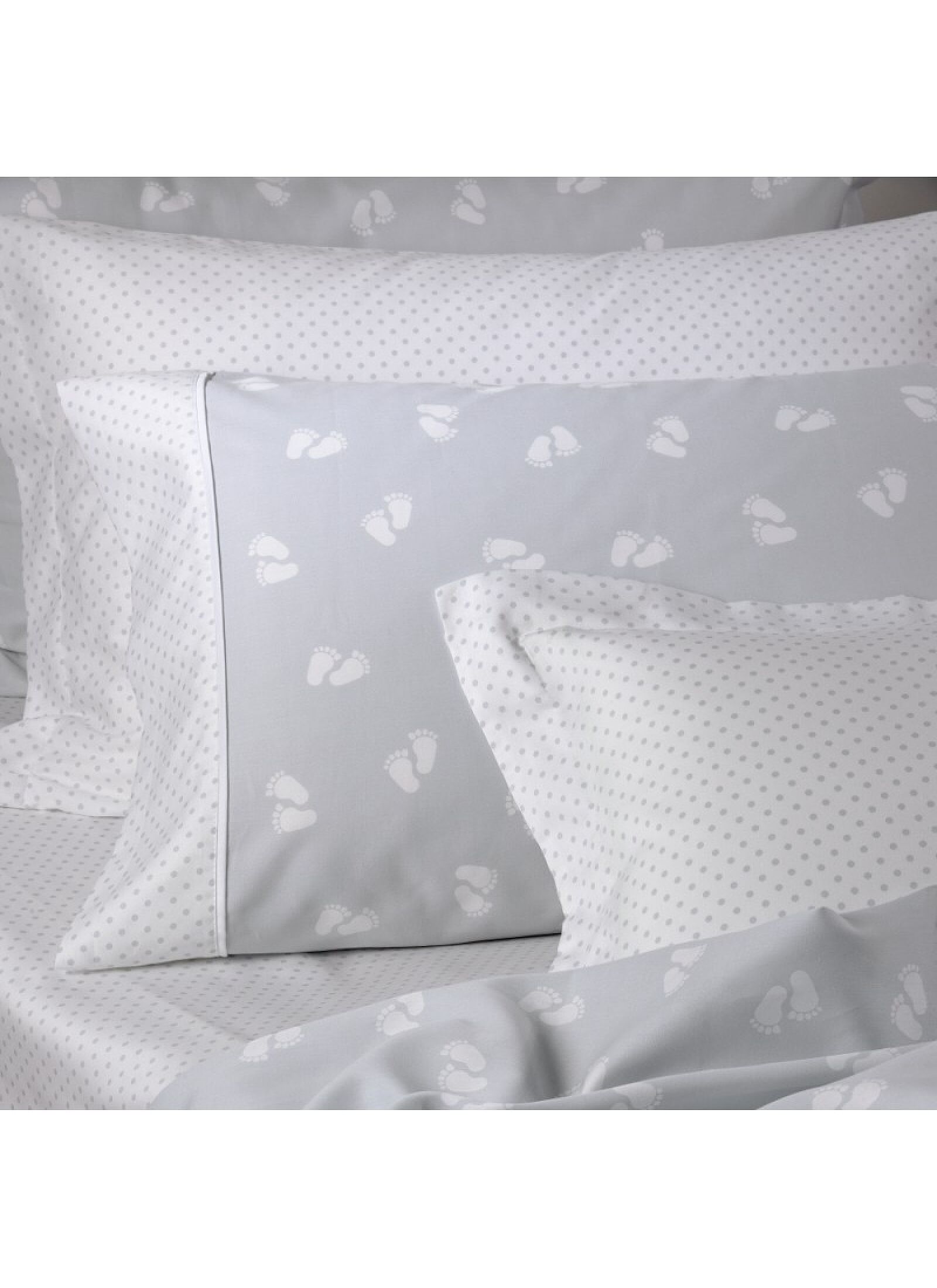 SINGLE SHEET SET SATEEN PAWS GREY (S689)