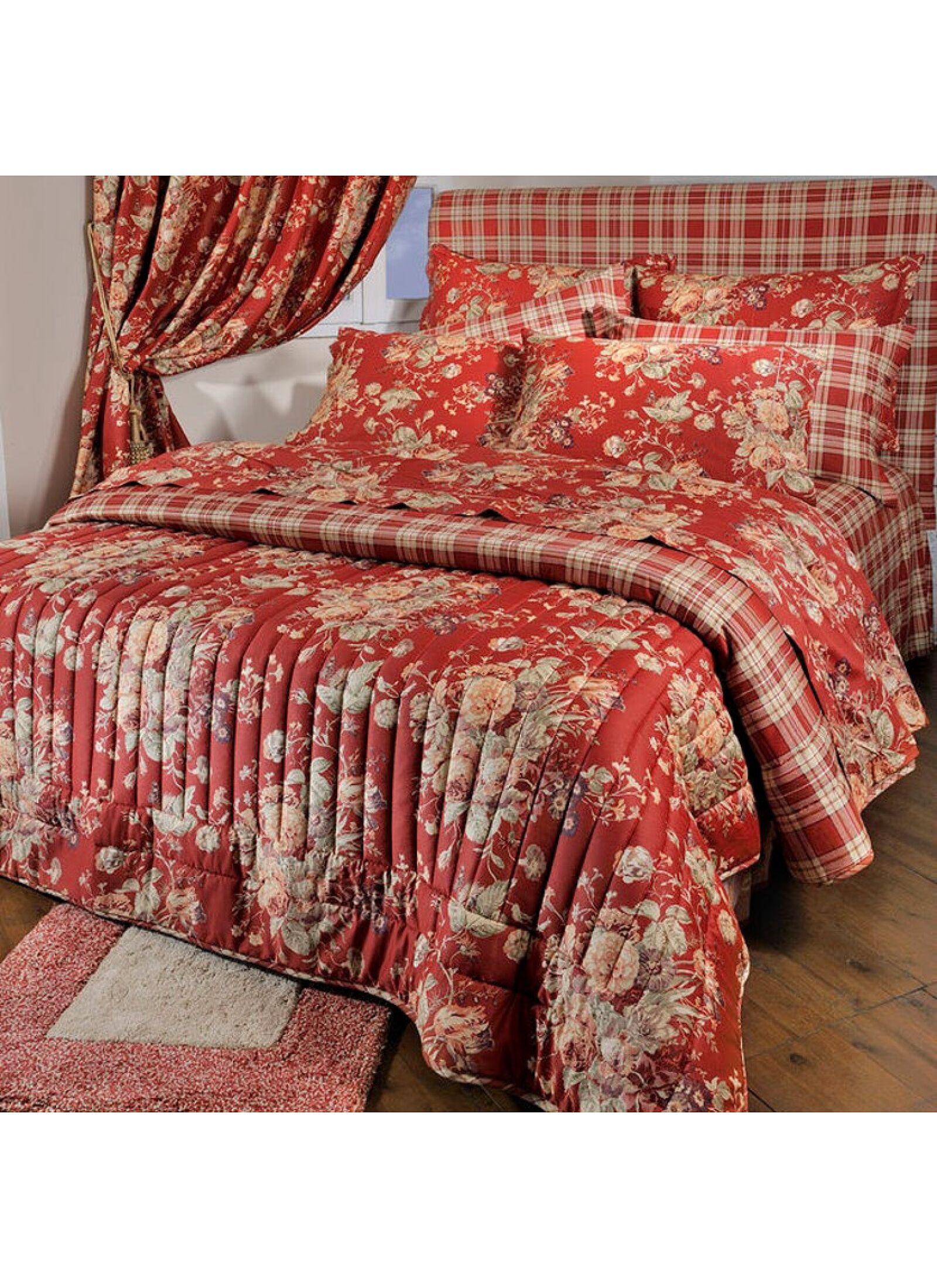SINGLE DUVET COVER SET SATEEN FLORAL RED (S695)