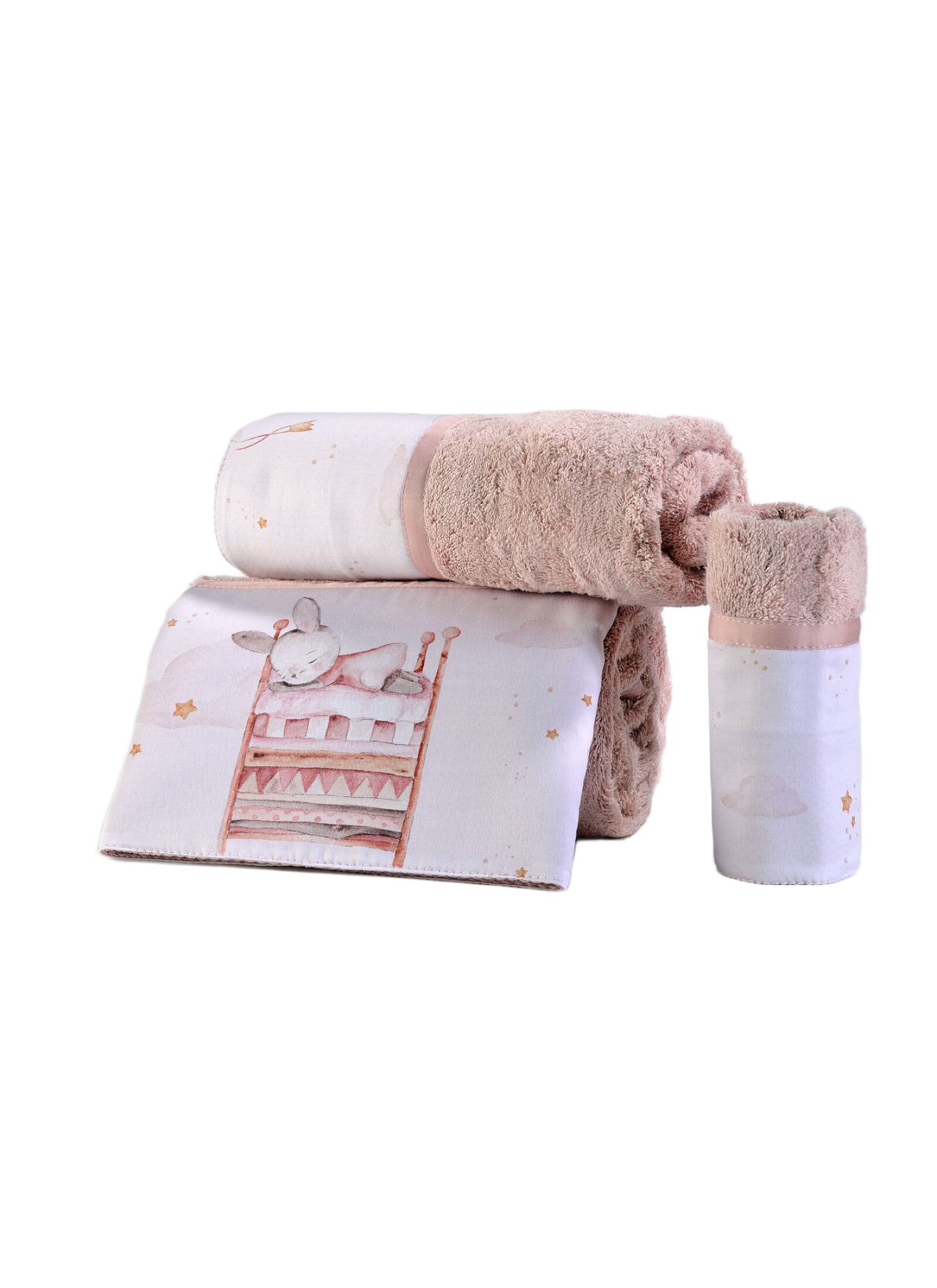 BAMBOO TOWEL SET (3 PCS) LITTLE BUNNY PEACH