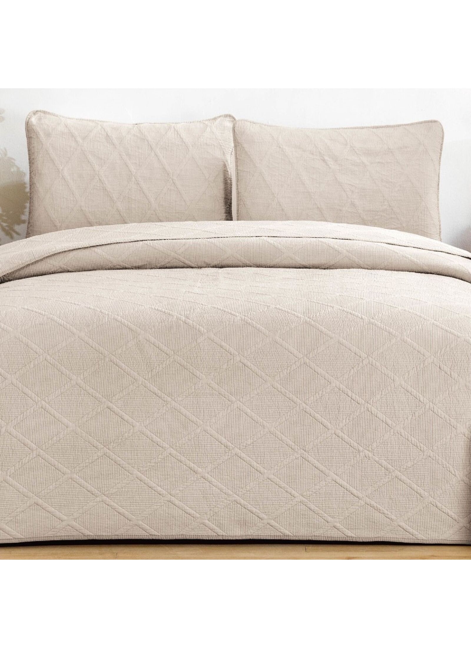 SINGLE QUILT SET DIAMOND BEIGE