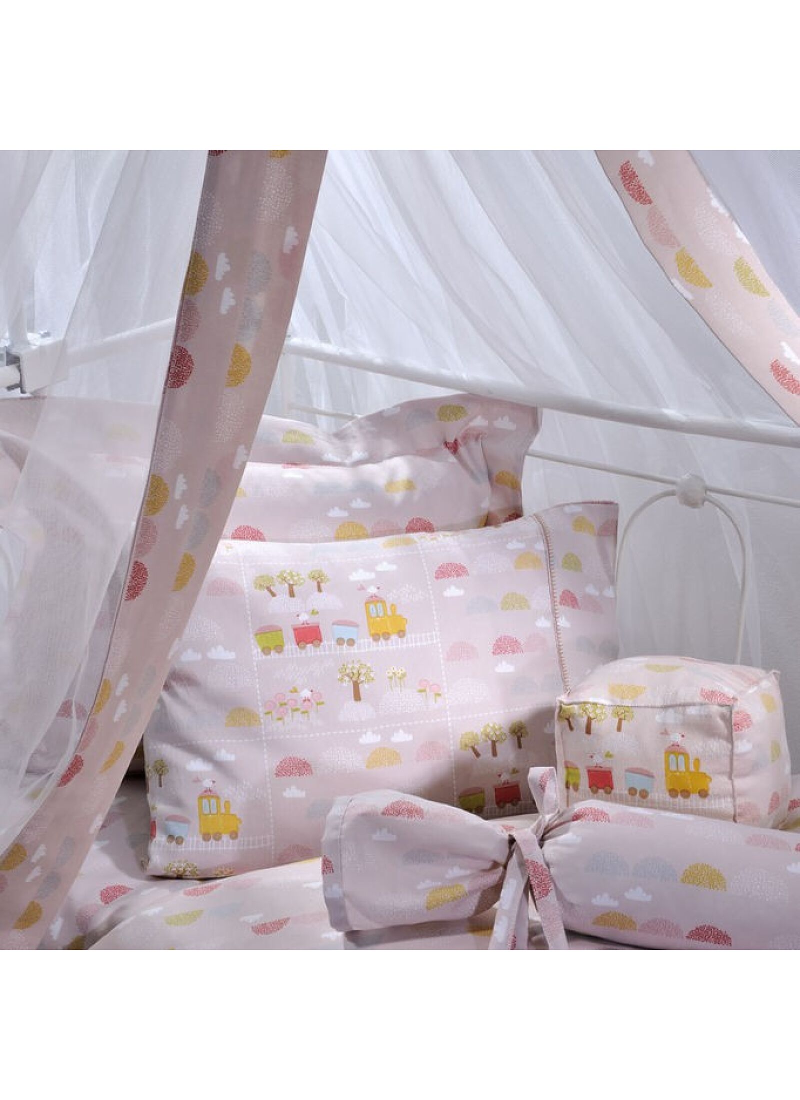 CRIB CANOPY SATEEN SATEEN COUNTRYSIDE PINK (BS123)