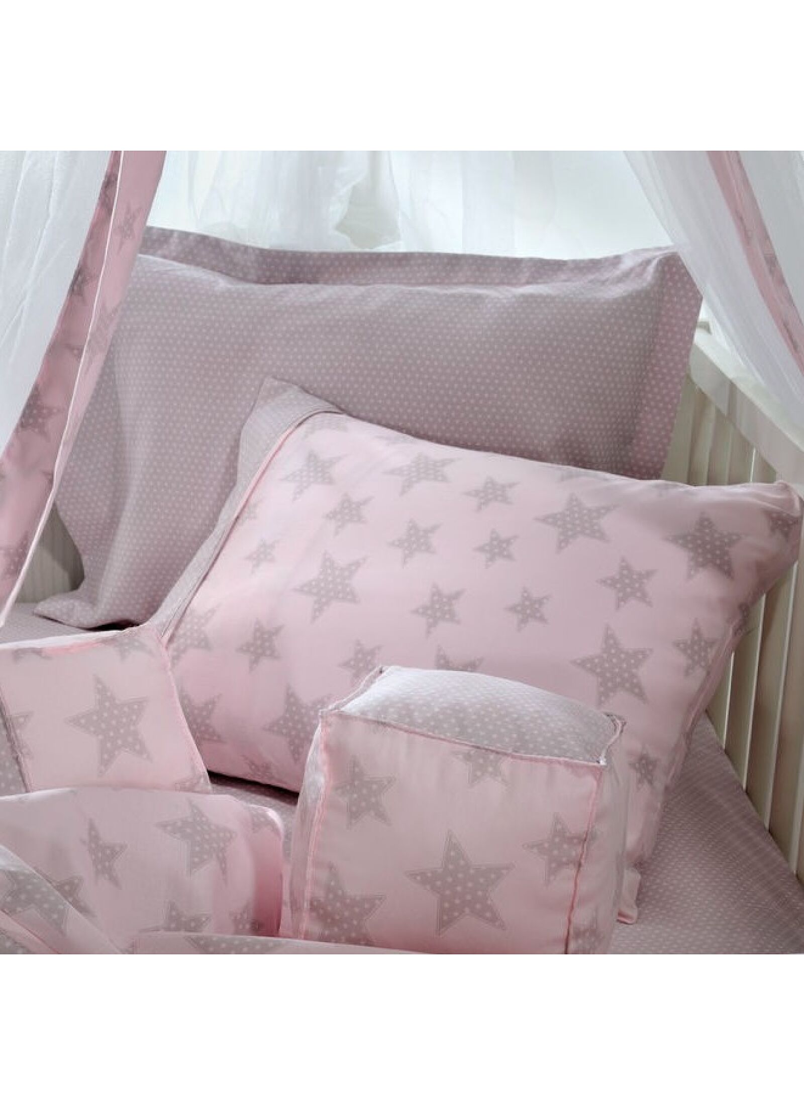 CRIB CANOPY SATEEN STARRY PINK (BS775)