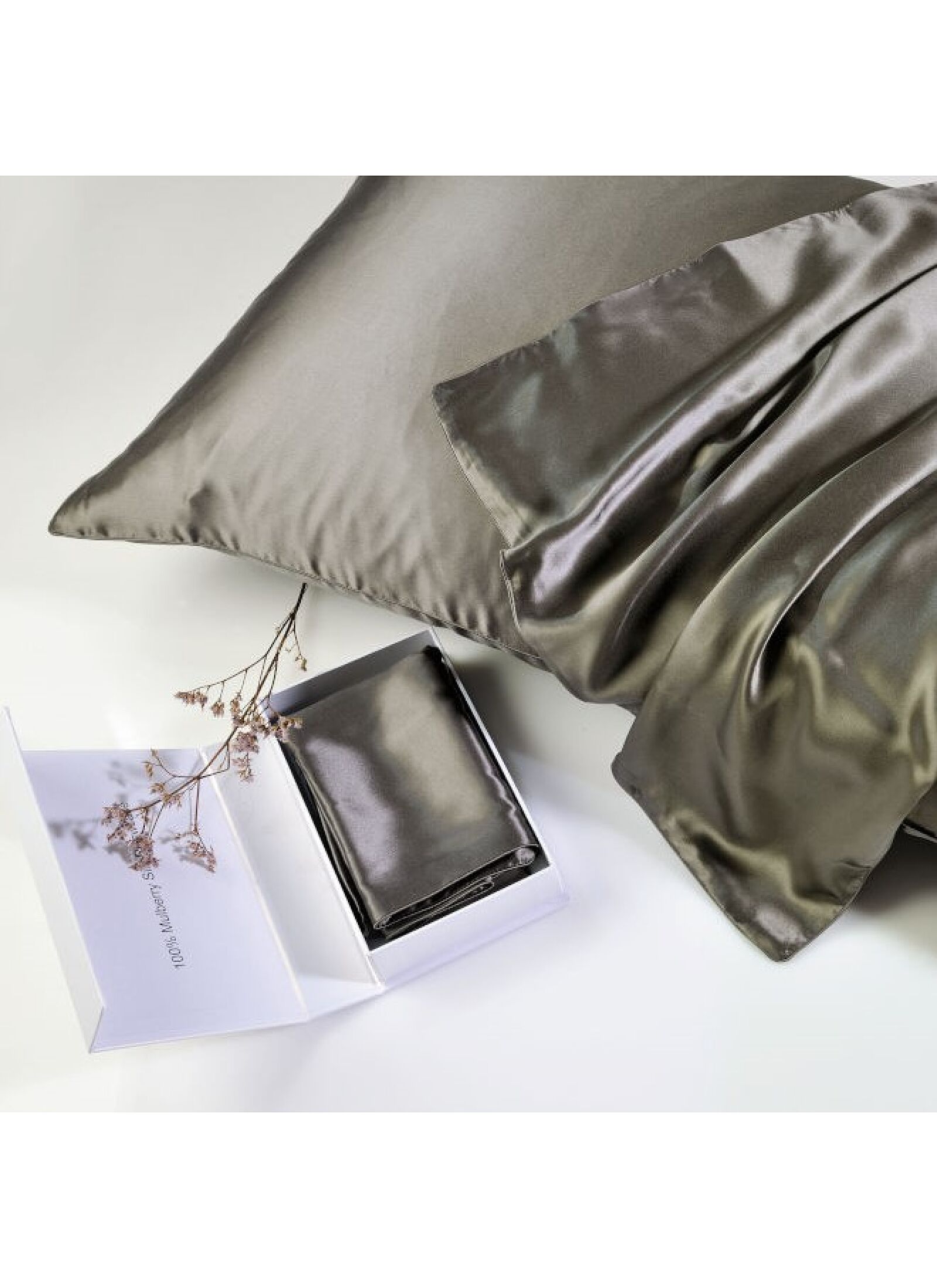 PILLOWCASE SILK DARK GREY