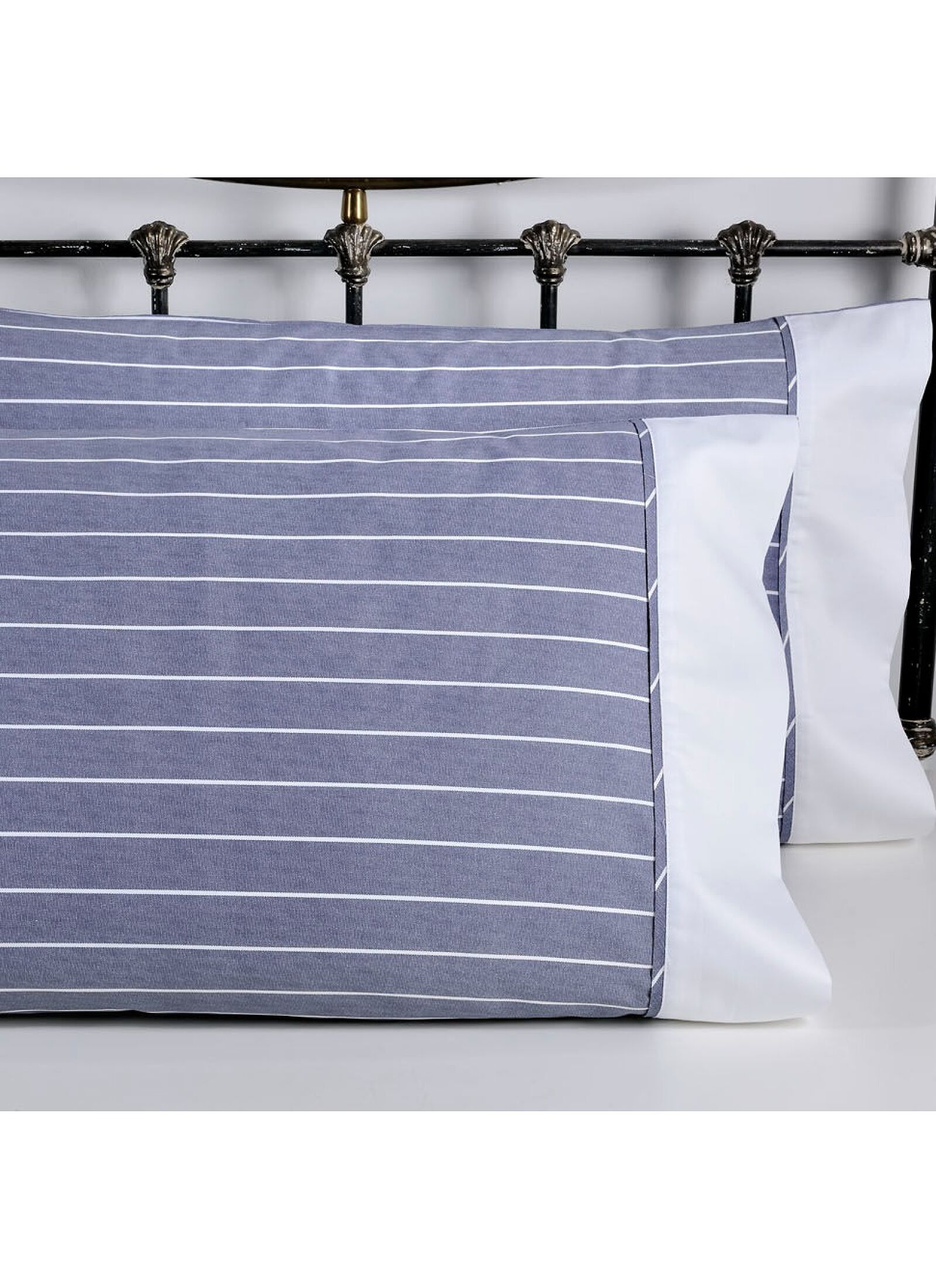 PILLOWCASE SET ELVIRA BLUE STRIPE (S877)