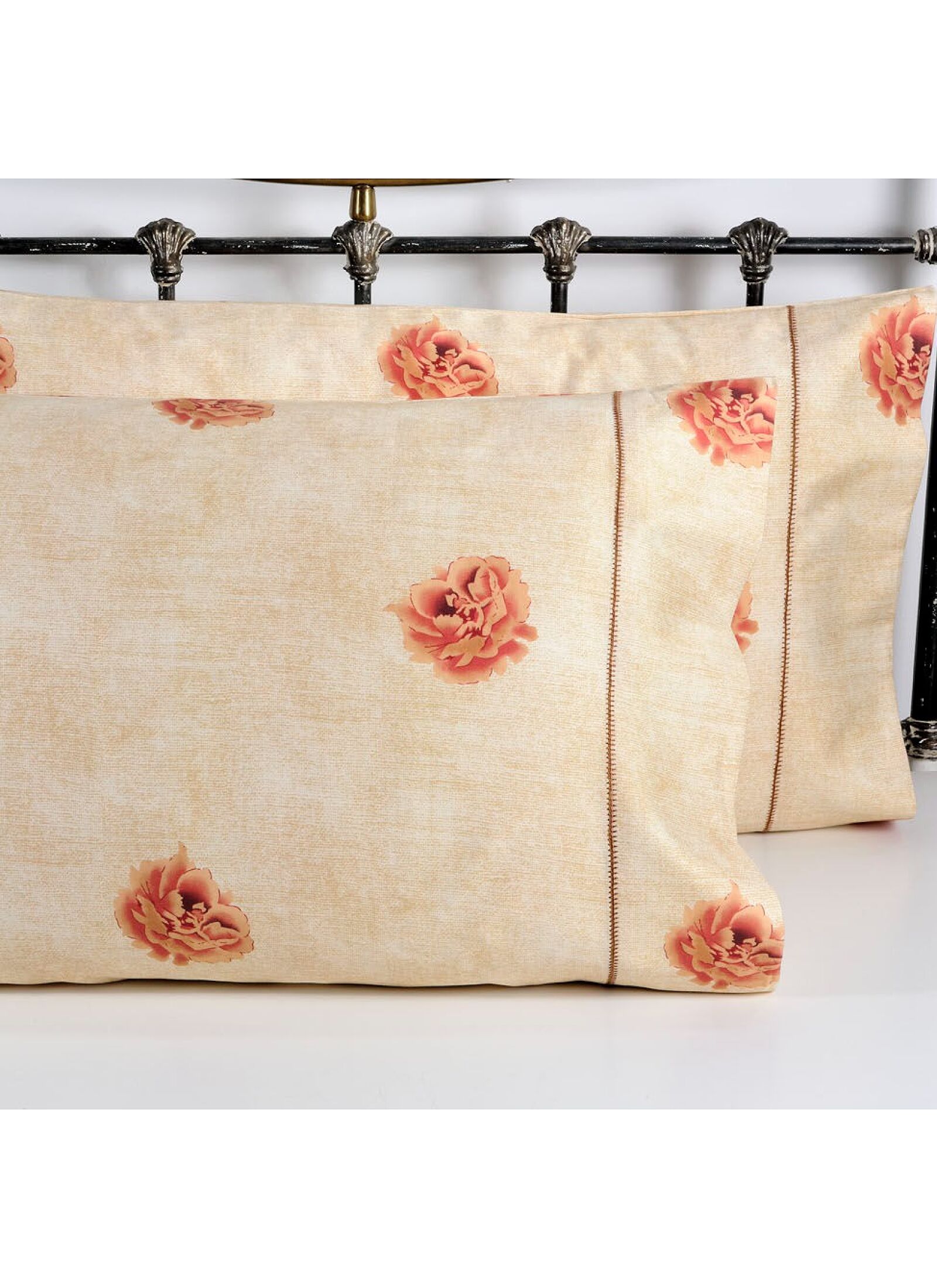 PILLOWCASE SET ENGLISH FLOWER BEIGE (S885)
