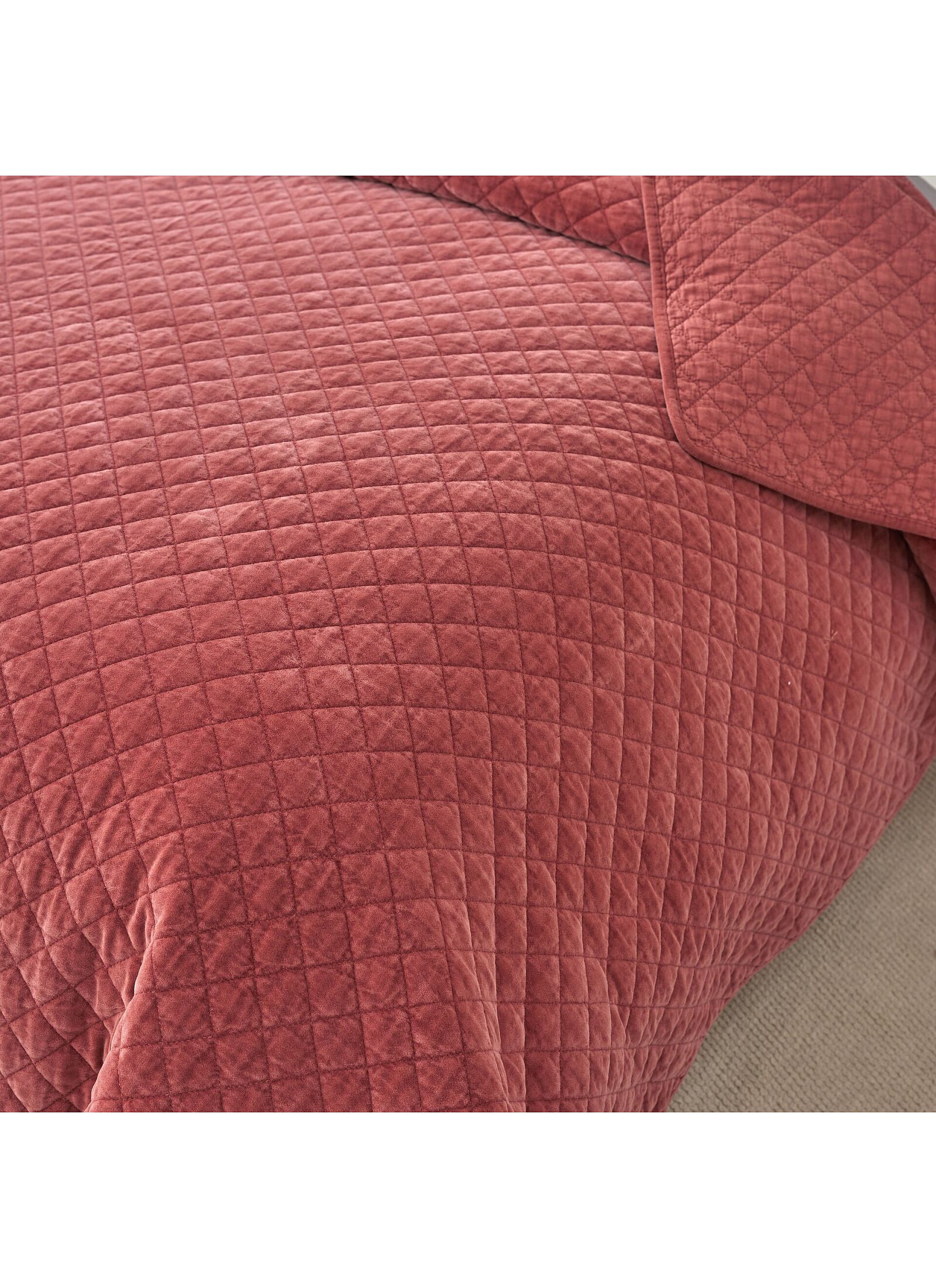 KING SIZE QUILT SET VELVET BRICK RED