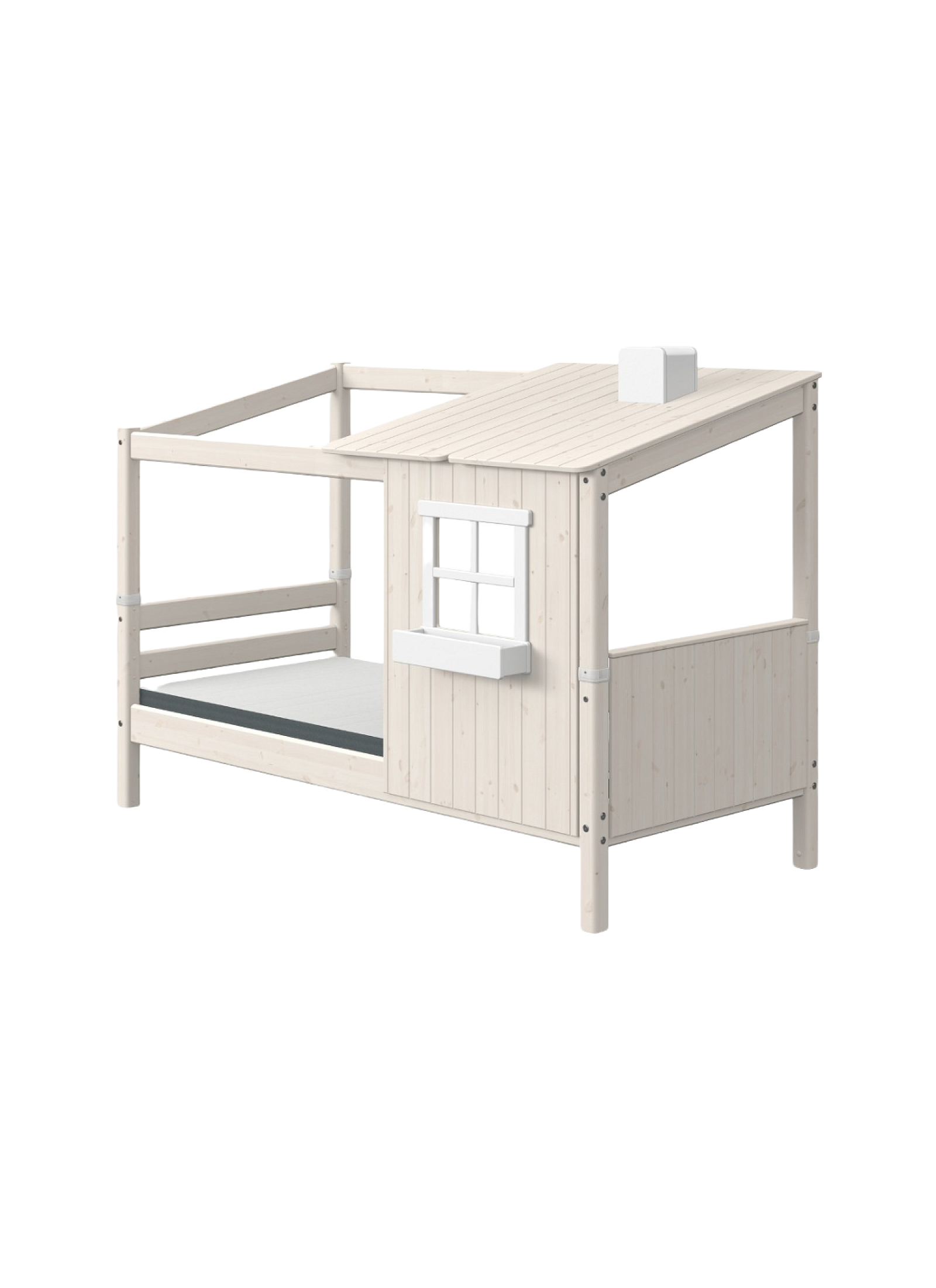 SINGLE BED CLASSIC 1/2 HOUSE WHITE WASHED (90X200)