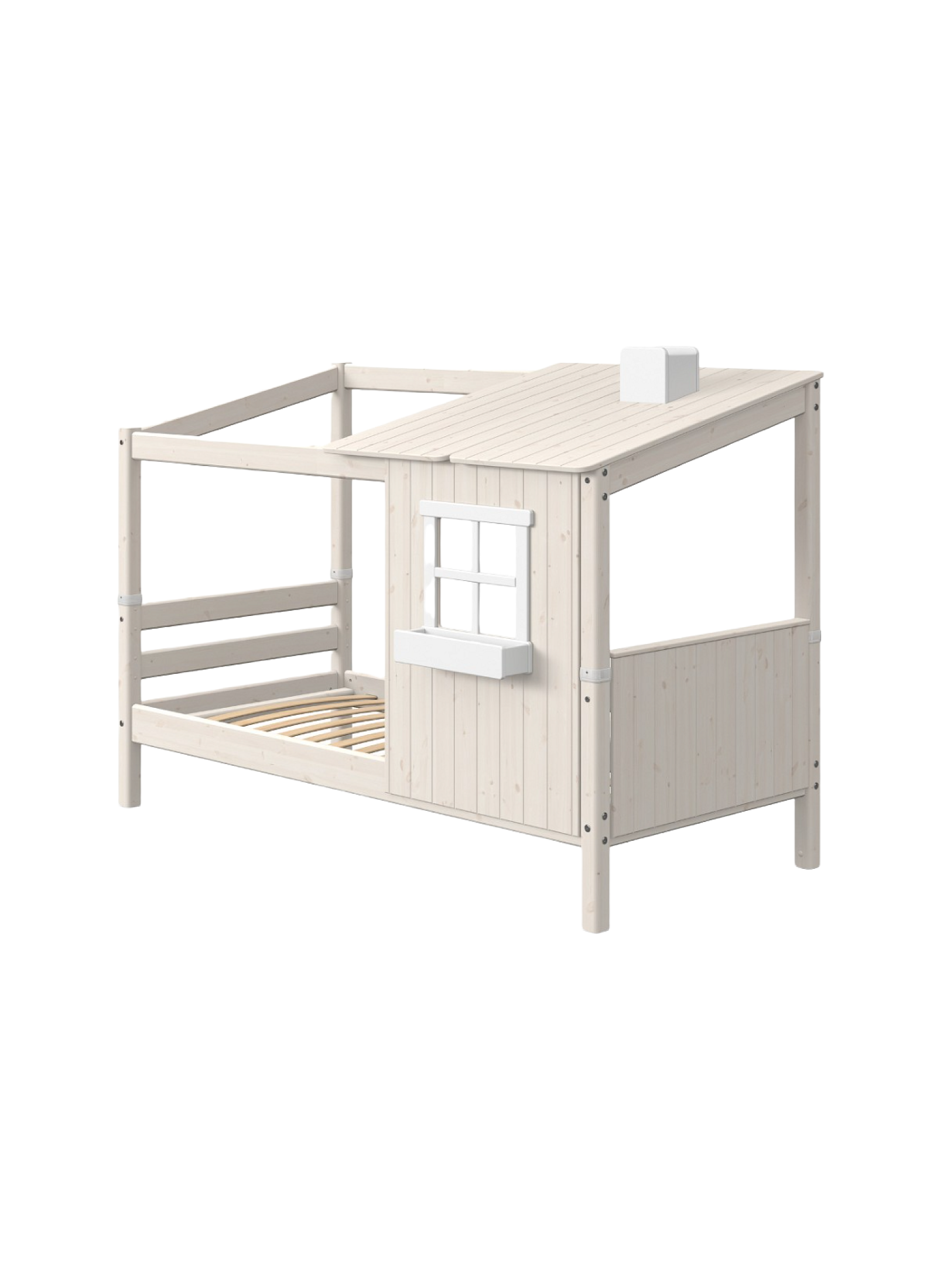 SINGLE BED CLASSIC 1/2 HOUSE WHITE WASHED (90X200)