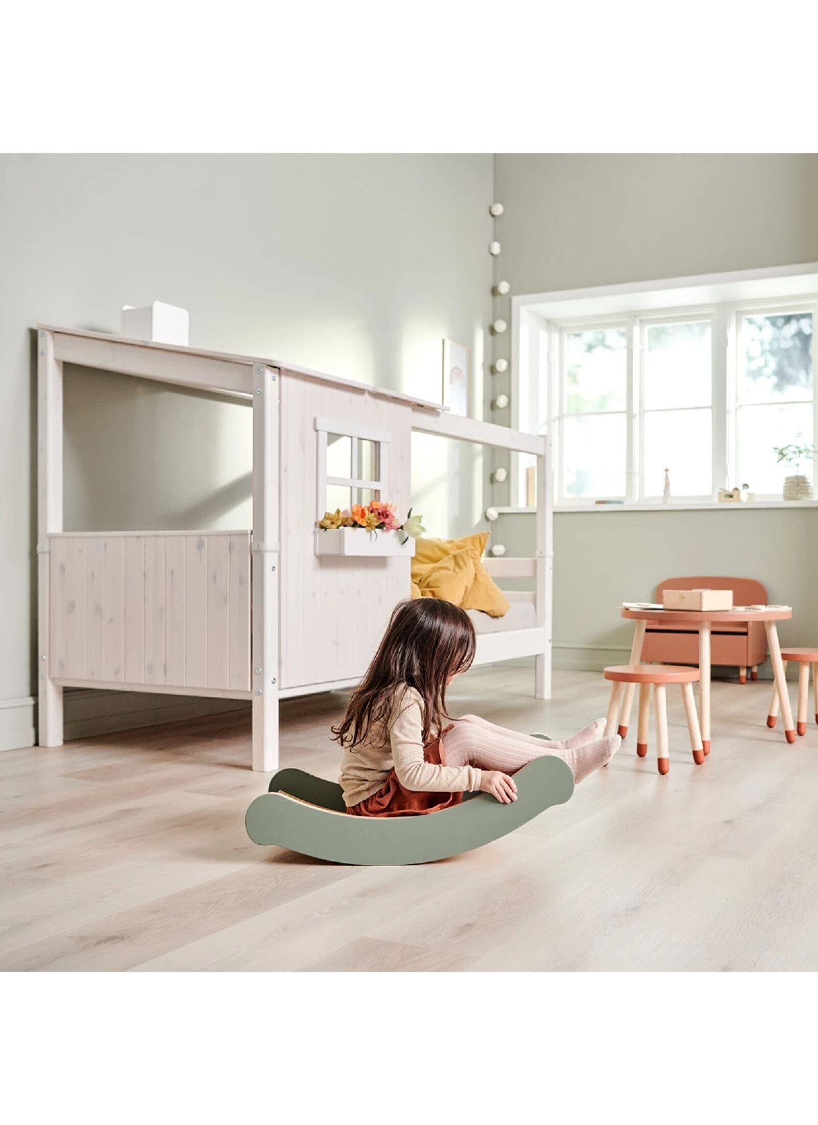 SINGLE BED CLASSIC 1/2 HOUSE WHITE WASHED (90X200)