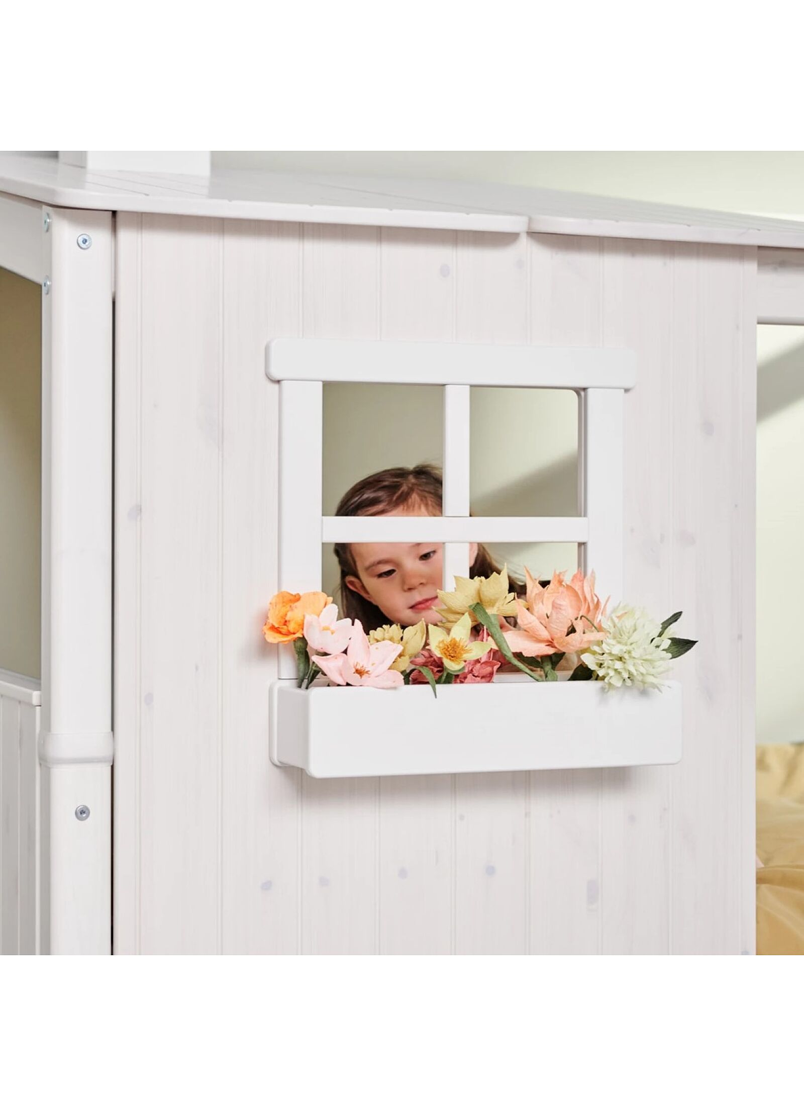 SINGLE BED CLASSIC 1/2 HOUSE WHITE WASHED (90X200)